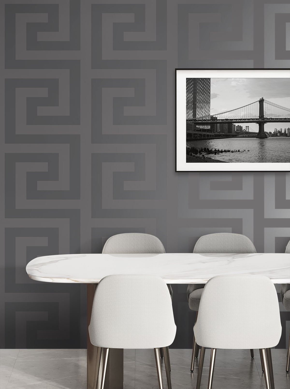 Geometric Maze Peel and Stick wallpaper in graphite color - pattern number NW59408 - by NextWall in the Peel and Stick Wallpaper by Nextwall collection