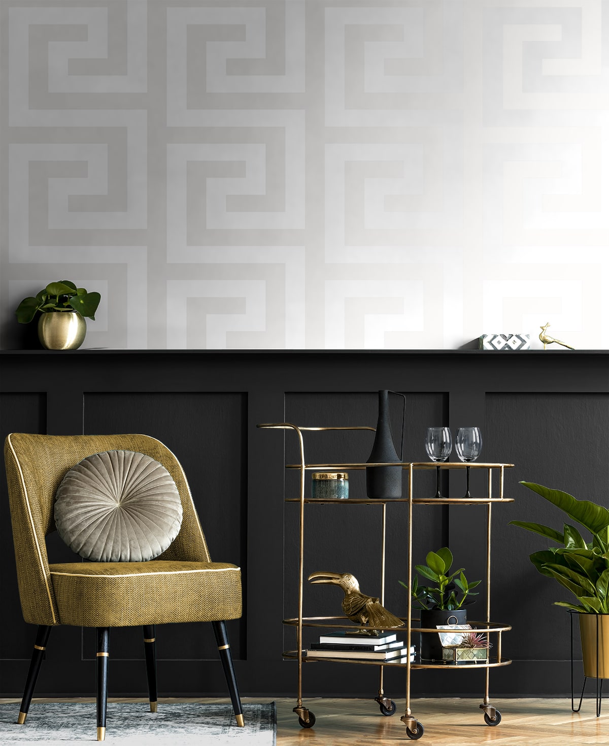 Geometric Maze Peel and Stick wallpaper in pearl color - pattern number NW59410 - by NextWall in the Peel and Stick Wallpaper by Nextwall collection