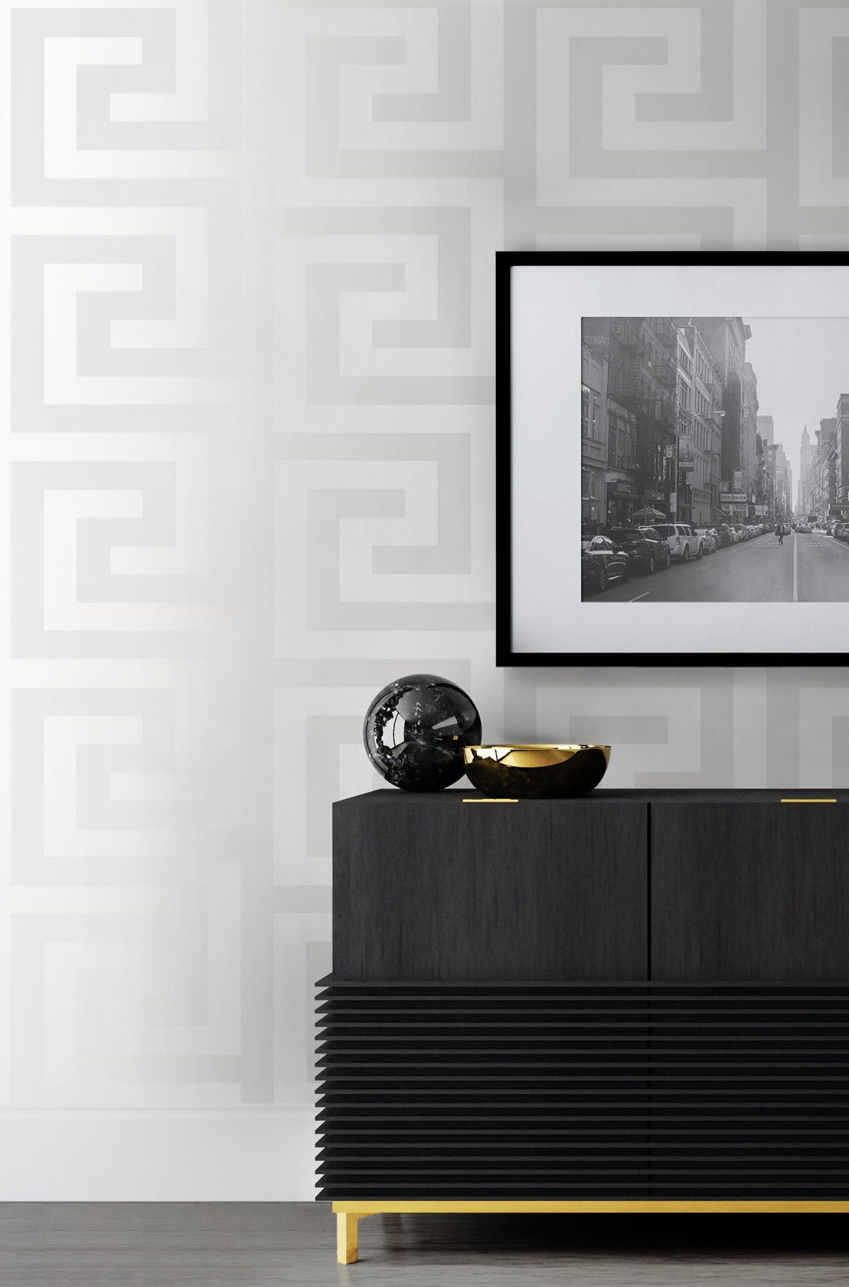 Geometric Maze Peel and Stick wallpaper in pearl color - pattern number NW59410 - by NextWall in the Peel and Stick Wallpaper by Nextwall collection