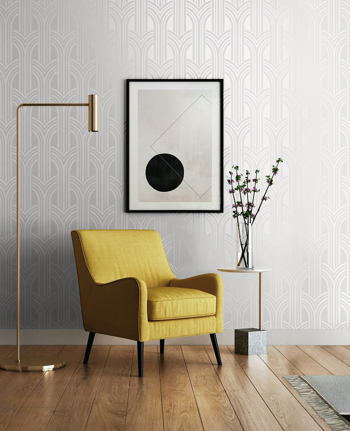 Geometric Arches Peel and Stick wallpaper in pearl color - pattern number NW59510 - by NextWall in the Peel and Stick Wallpaper by Nextwall collection