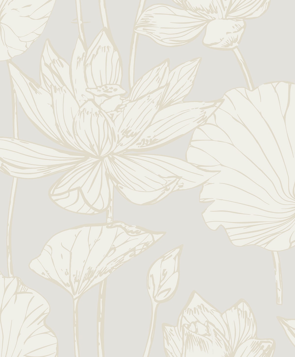Lotus Garden Floral Peel and Stick wallpaper in pearl color - pattern number NW59700 - by NextWall in the Peel and Stick Wallpaper by Nextwall collection
