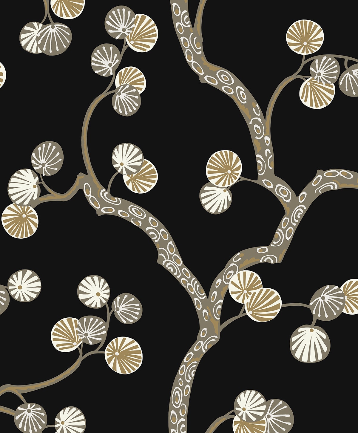 Woodland Whimsy Peel and Stick wallpaper in ebony and gold color - pattern number NW59810 - by NextWall in the Peel and Stick Wallpaper by Nextwall collection