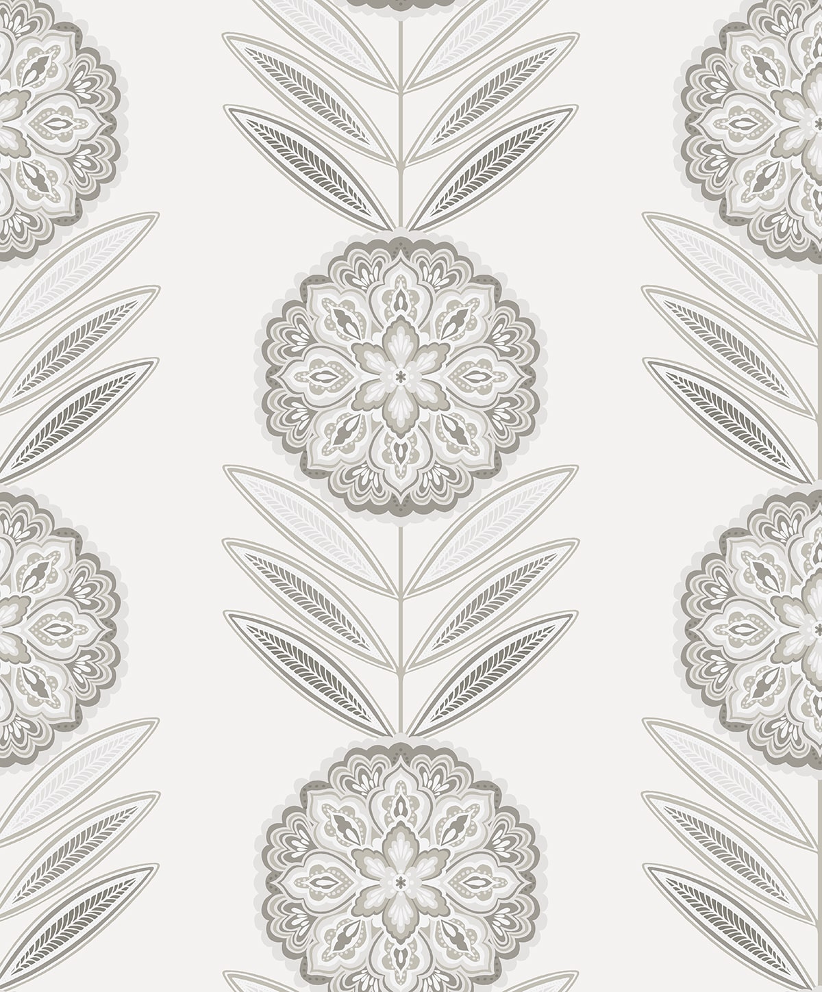 Folk Flowers Peel and Stick wallpaper in morning fog color - pattern number NW59900 - by NextWall in the Peel and Stick Wallpaper by Nextwall collection
