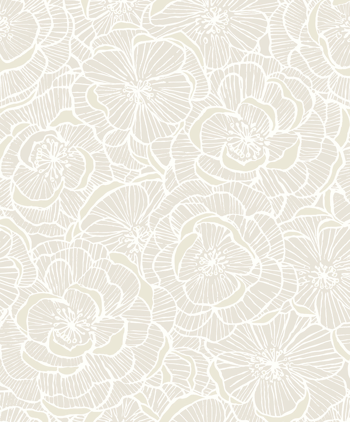 Camellia Floral Peel and Stick wallpaper in metallic pearl color - pattern number NW60000 - by NextWall in the Peel and Stick Wallpaper by Nextwall collection