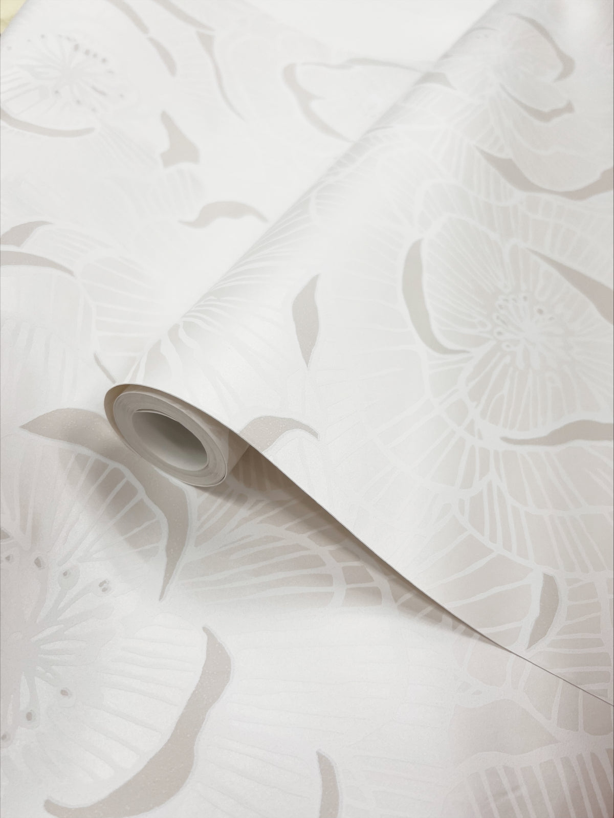 Camellia Floral Peel and Stick wallpaper in metallic pearl color - pattern number NW60000 - by NextWall in the Peel and Stick Wallpaper by Nextwall collection