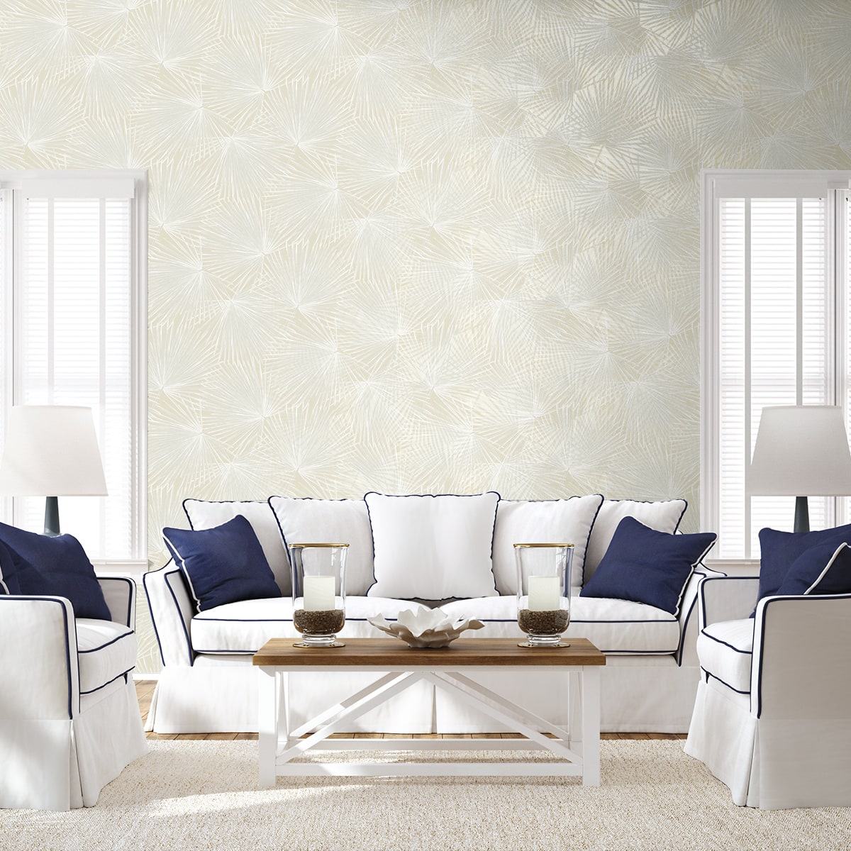 Palmate Leaf Frond Peel and Stick wallpaper in pearl color - pattern number NW60100 - by NextWall in the Peel and Stick Wallpaper by Nextwall collection
