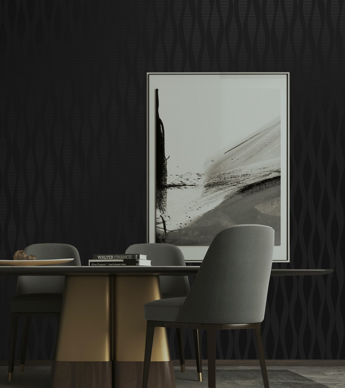 Ikat Ellipse Peel and Stick wallpaper in jet black color - pattern number NW60200 - by NextWall in the Peel and Stick Wallpaper by Nextwall collection