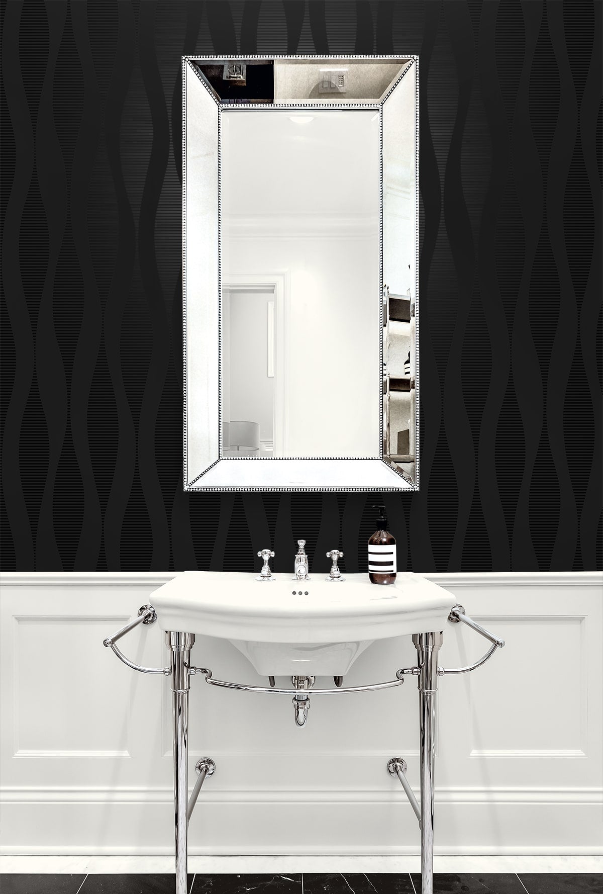 Ikat Ellipse Peel and Stick wallpaper in jet black color - pattern number NW60200 - by NextWall in the Peel and Stick Wallpaper by Nextwall collection