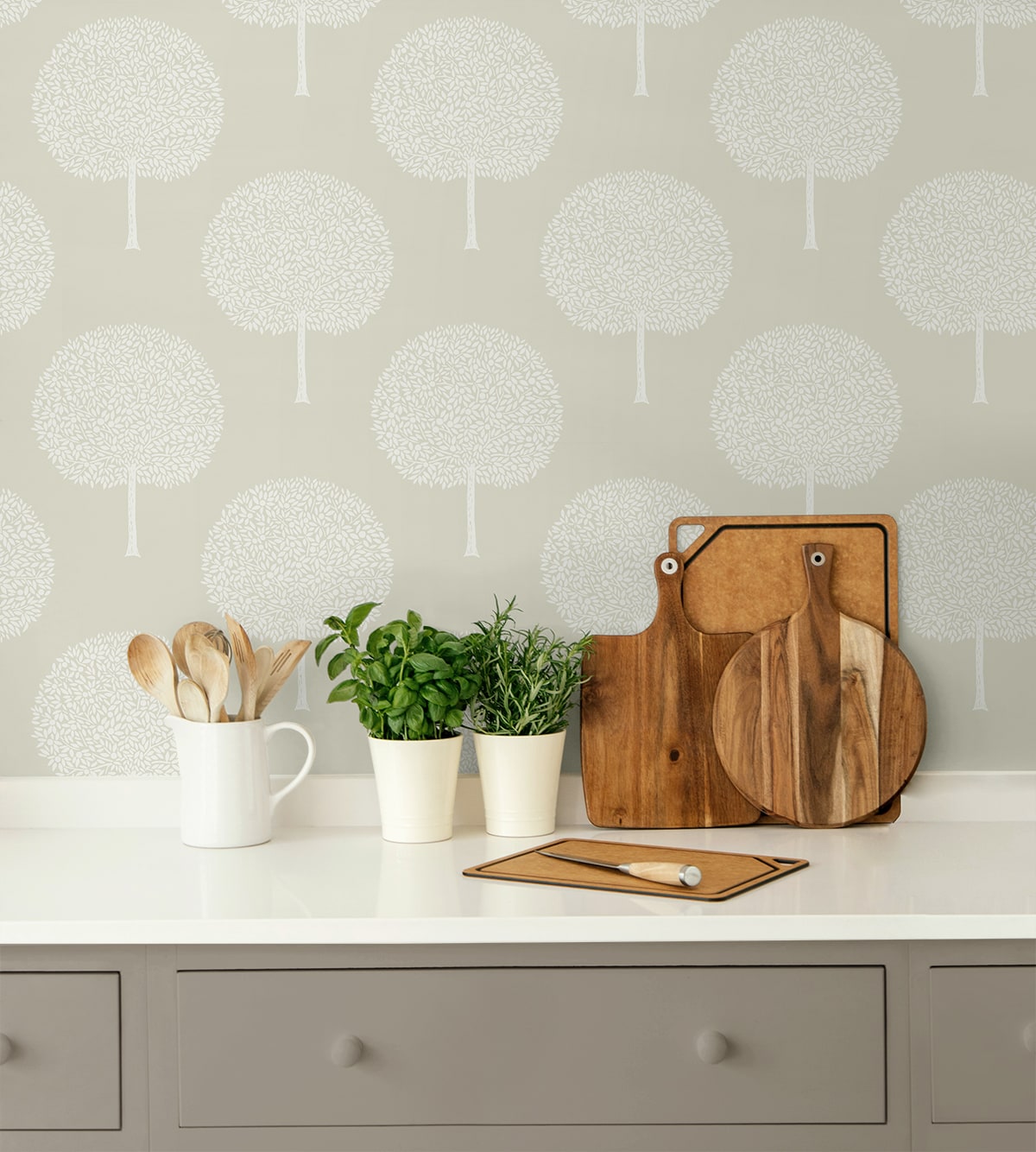 Tree Orchard Peel and Stick wallpaper in sea salt color - pattern number NW60300 - by NextWall in the Peel and Stick Wallpaper by Nextwall collection