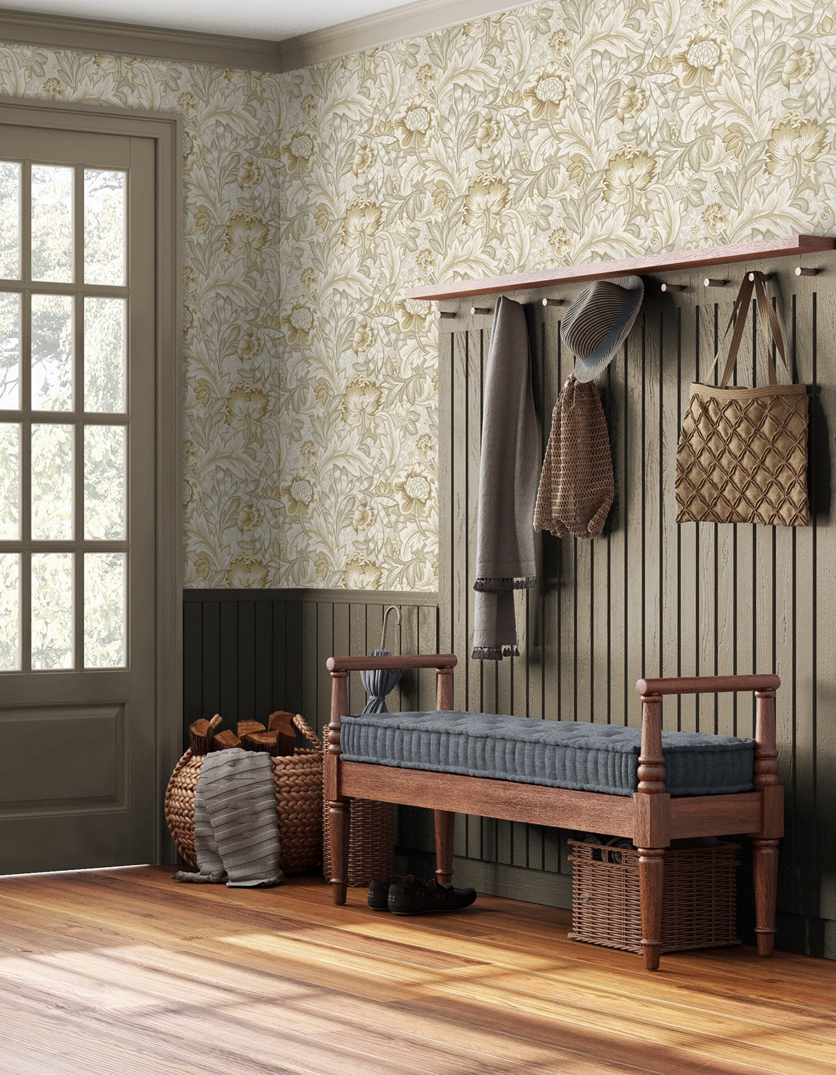 Acanthus Garden Floral Peel and Stick wallpaper in latte color - pattern number NW60507 - by NextWall in the Peel and Stick Wallpaper by Nextwall collection