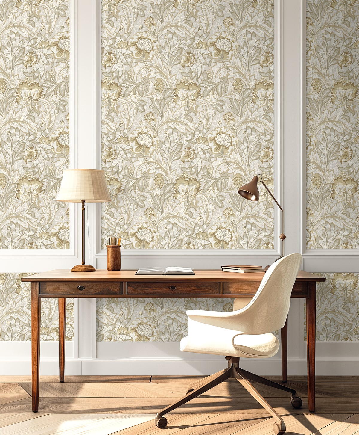 Acanthus Garden Floral Peel and Stick wallpaper in latte color - pattern number NW60507 - by NextWall in the Peel and Stick Wallpaper by Nextwall collection