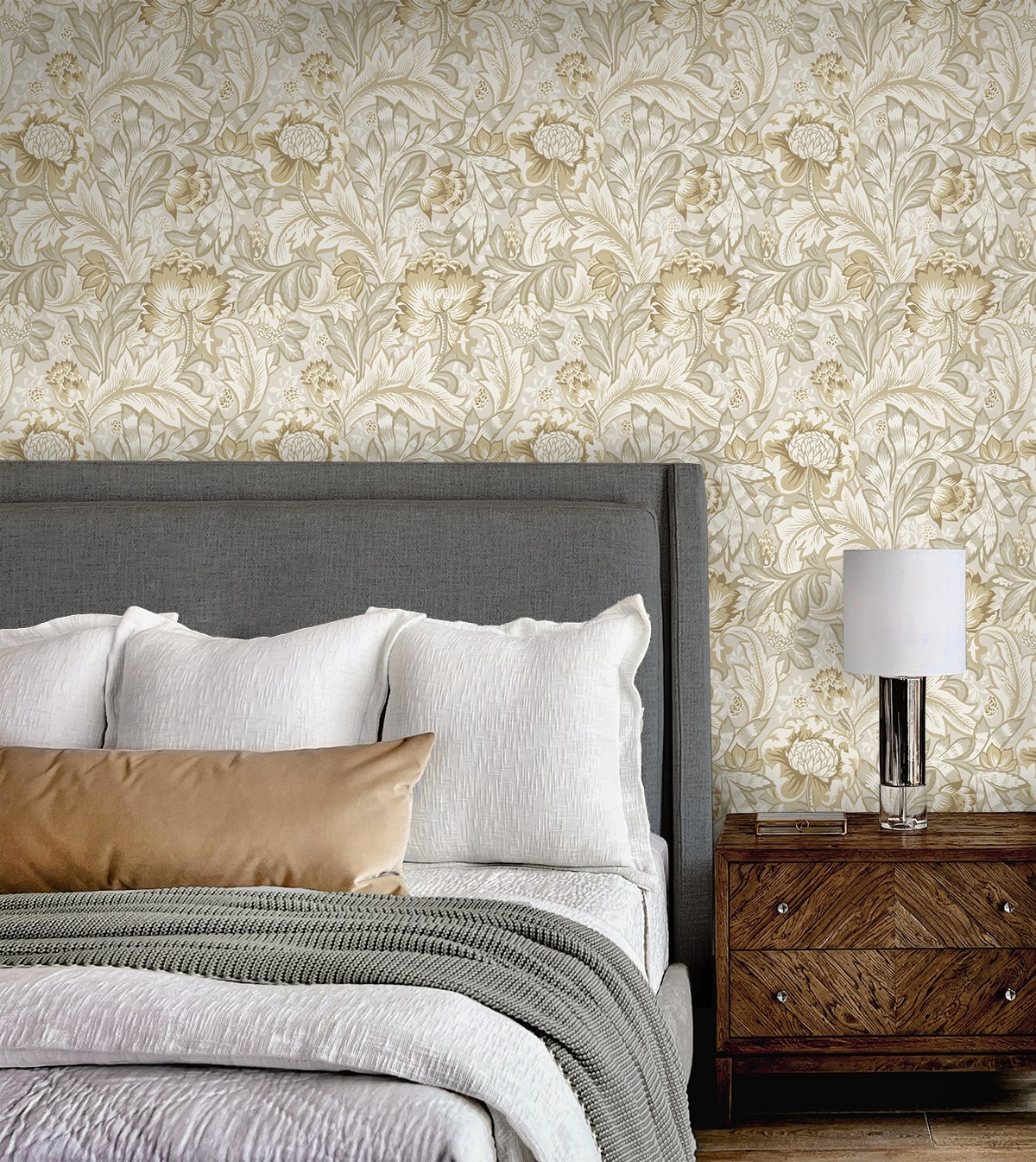 Acanthus Garden Floral Peel and Stick wallpaper in latte color - pattern number NW60507 - by NextWall in the Peel and Stick Wallpaper by Nextwall collection