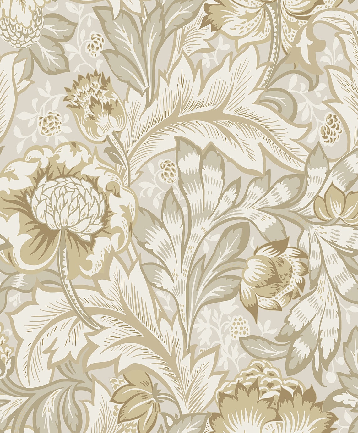 Acanthus Garden Floral Peel and Stick wallpaper in latte color - pattern number NW60507 - by NextWall in the Peel and Stick Wallpaper by Nextwall collection