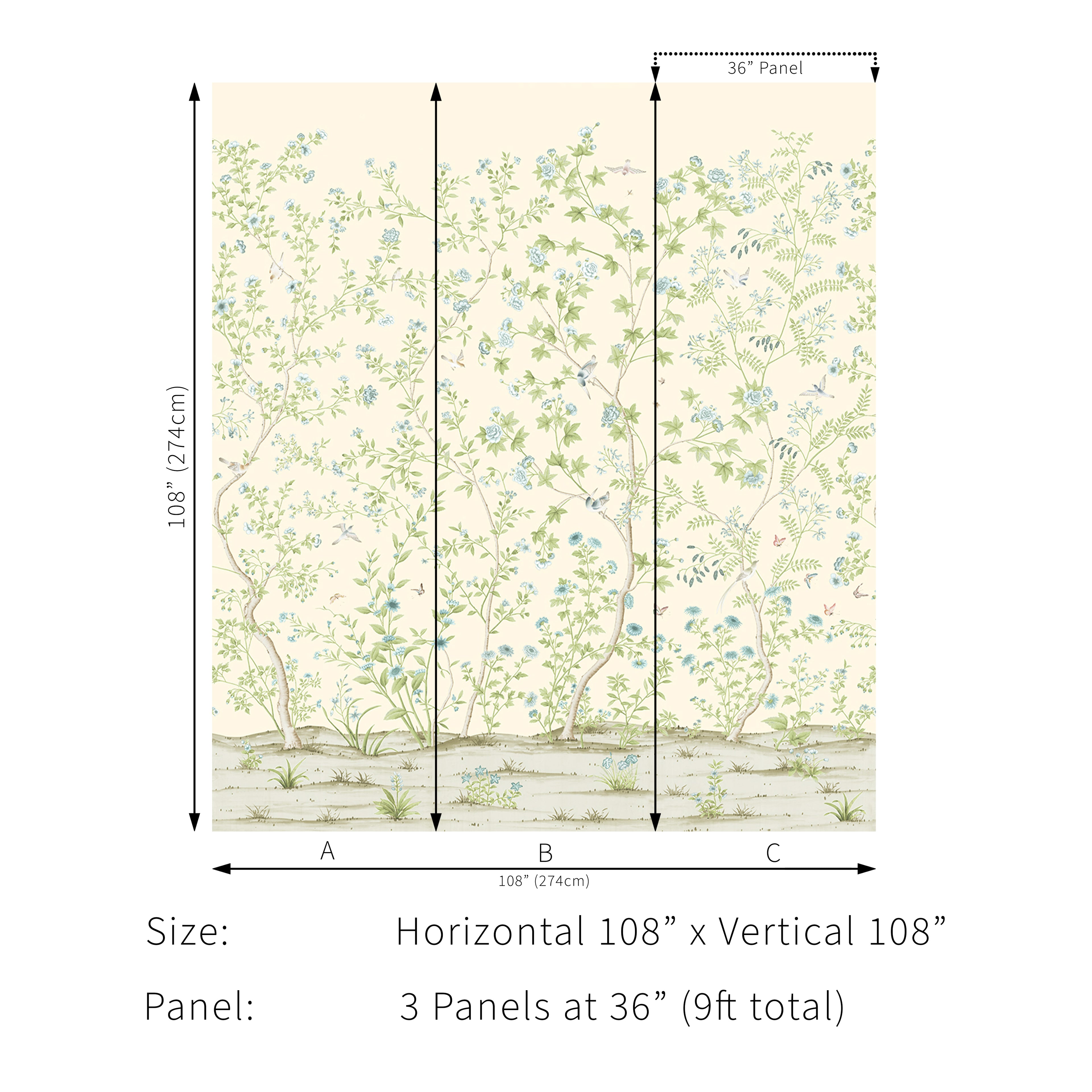 Beaujeu 3 Panel Mural in Bayside color - pattern number P2016106.153.0 - by Lee Jofa in the Arley collection