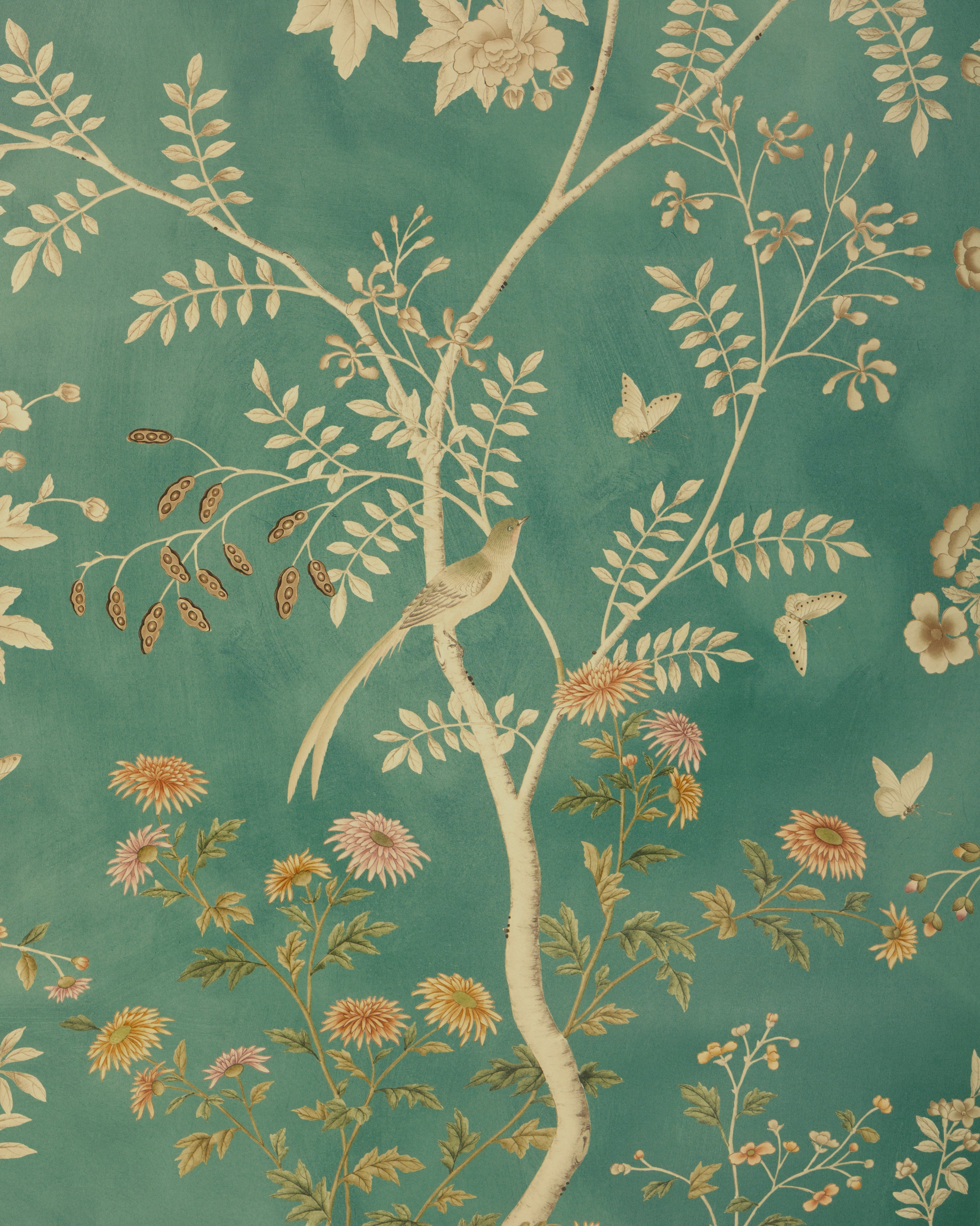 Beaujeu 3 Panel Mural in Teal color - pattern number P2016106.354.0 - by Lee Jofa in the Arley collection