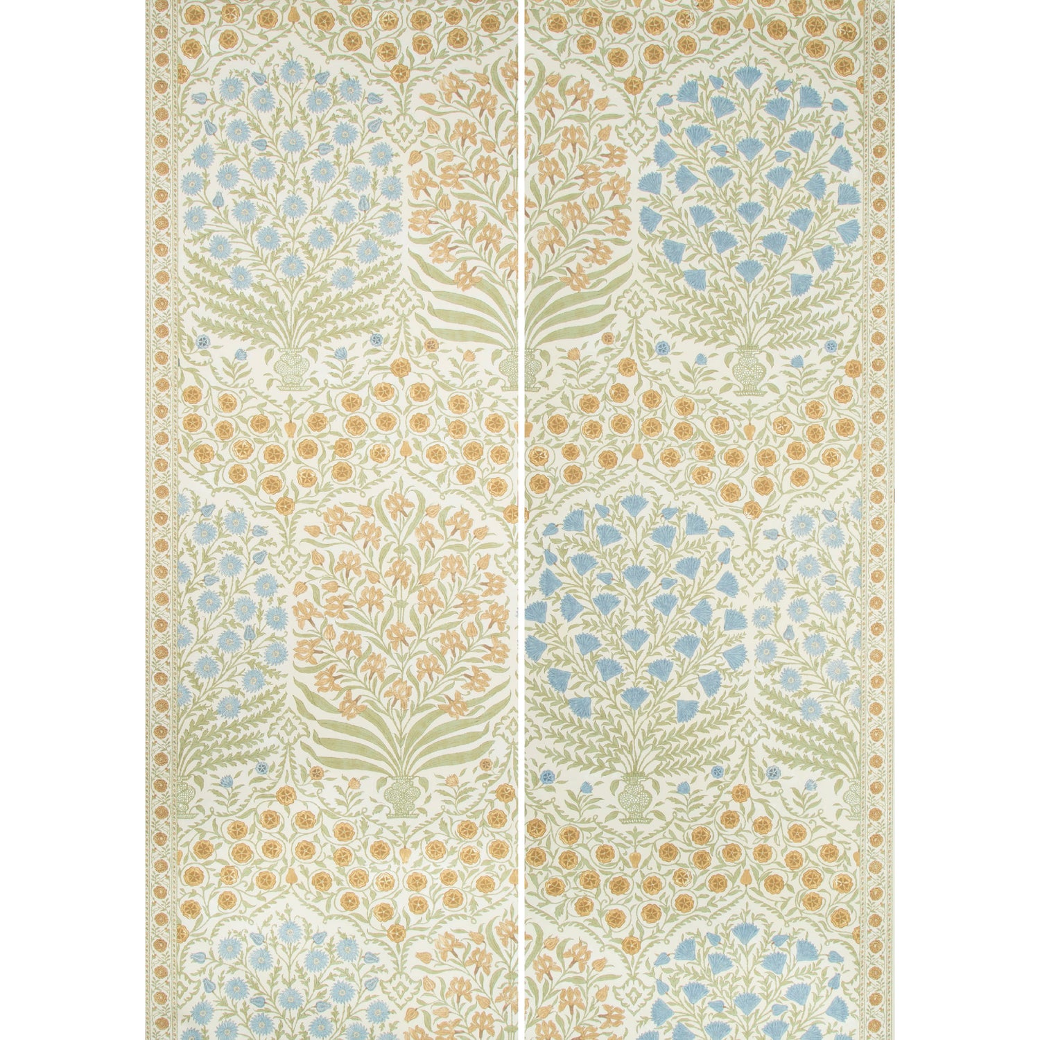 Sameera 2 Panel Mural in Sapphire/Gold color - pattern number P2017100.540.0 - by Lee Jofa in the Oscar De La Renta collection