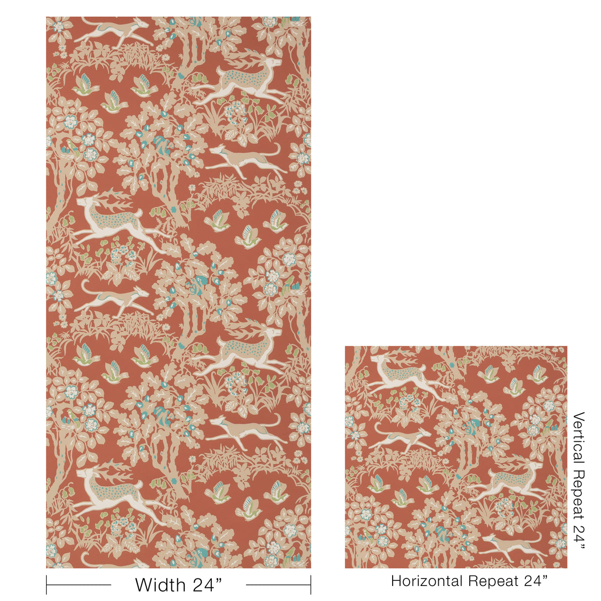Mille Fleur Wallpaper in Brick color - pattern number P2017104.24.0 - by Lee Jofa in the Whitley Hall collection