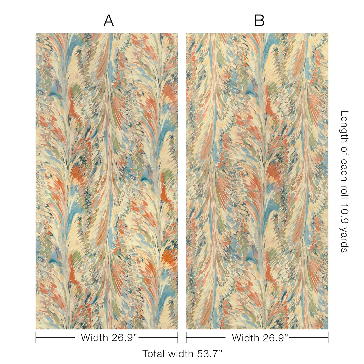 Taplow Paper 2 Panel Mural in clay/blue color - pattern number P2019103.312.0 - by Lee Jofa in the Garden Walk collection