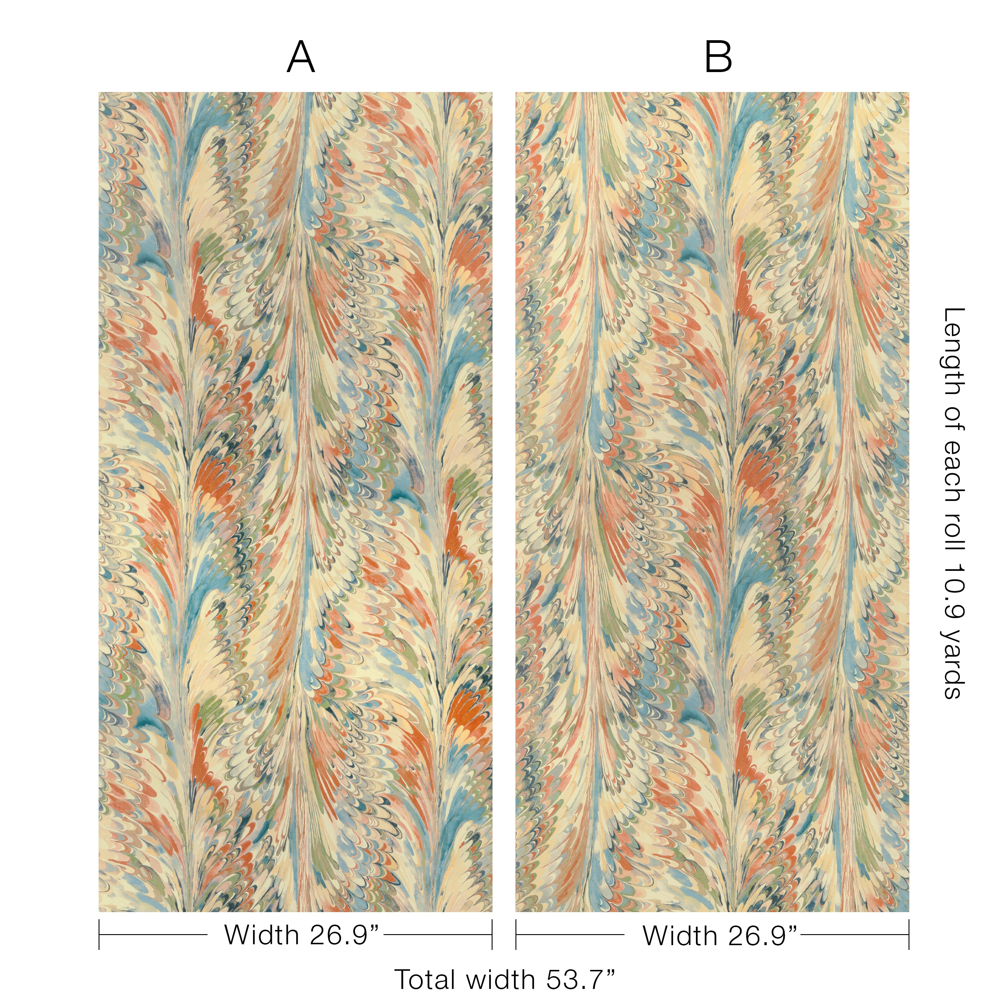 Taplow Paper 2 Panel Mural in clay/blue color - pattern number P2019103.312.0 - by Lee Jofa in the Garden Walk collection