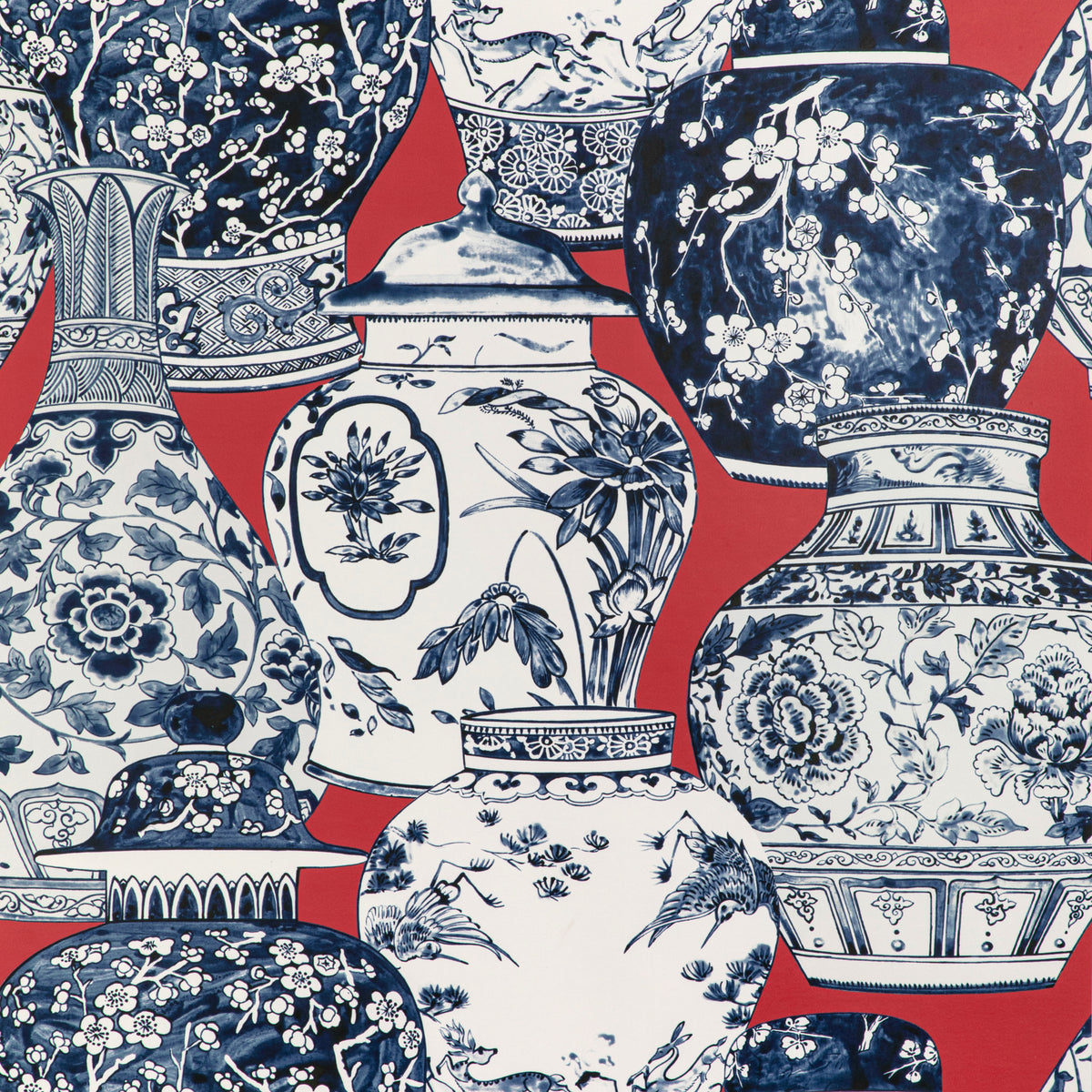 Pandan Wallpaper in Chili/Blue color - pattern number P2020108.1950.0 - by Lee Jofa in the Mindoro collection