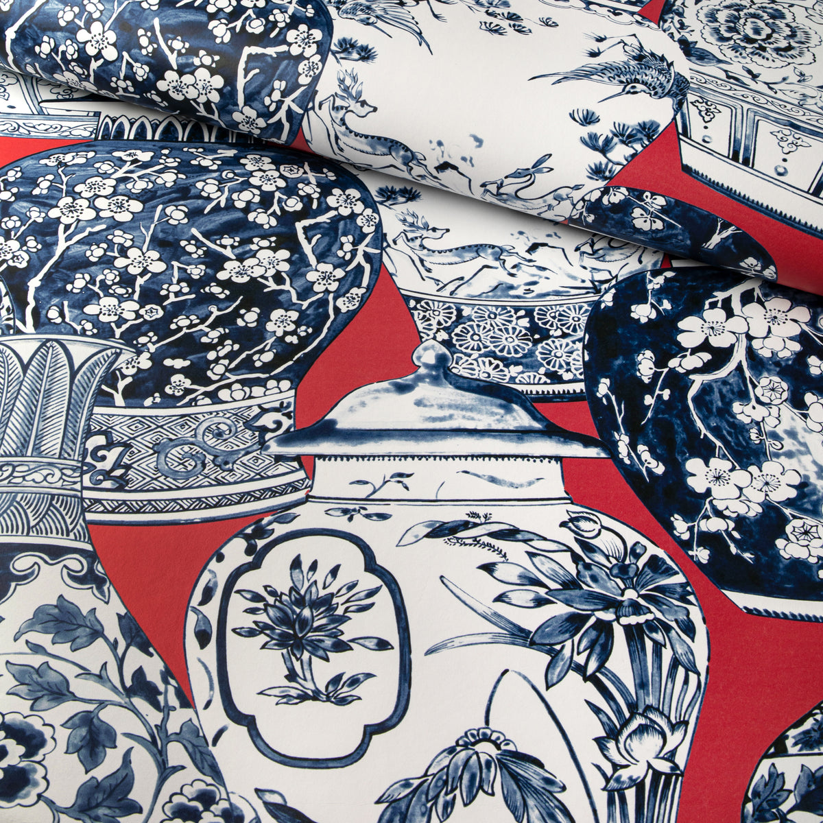 Pandan Wallpaper in Chili/Blue color - pattern number P2020108.1950.0 - by Lee Jofa in the Mindoro collection