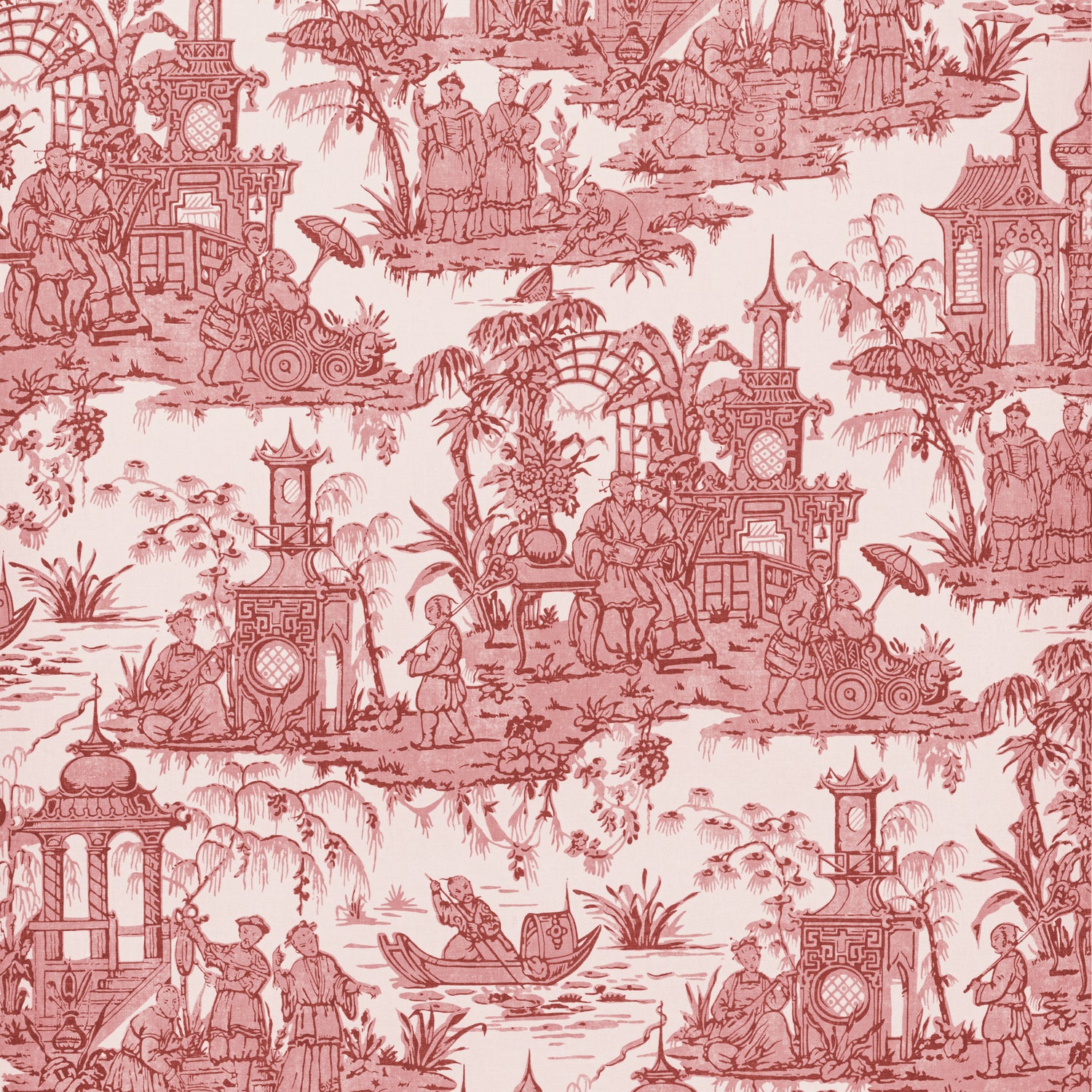 Pagoda Toile Wallpaper in Garnet color - pattern number P2020110.19.0 - by Lee Jofa in the Oscar De La Renta IV collection