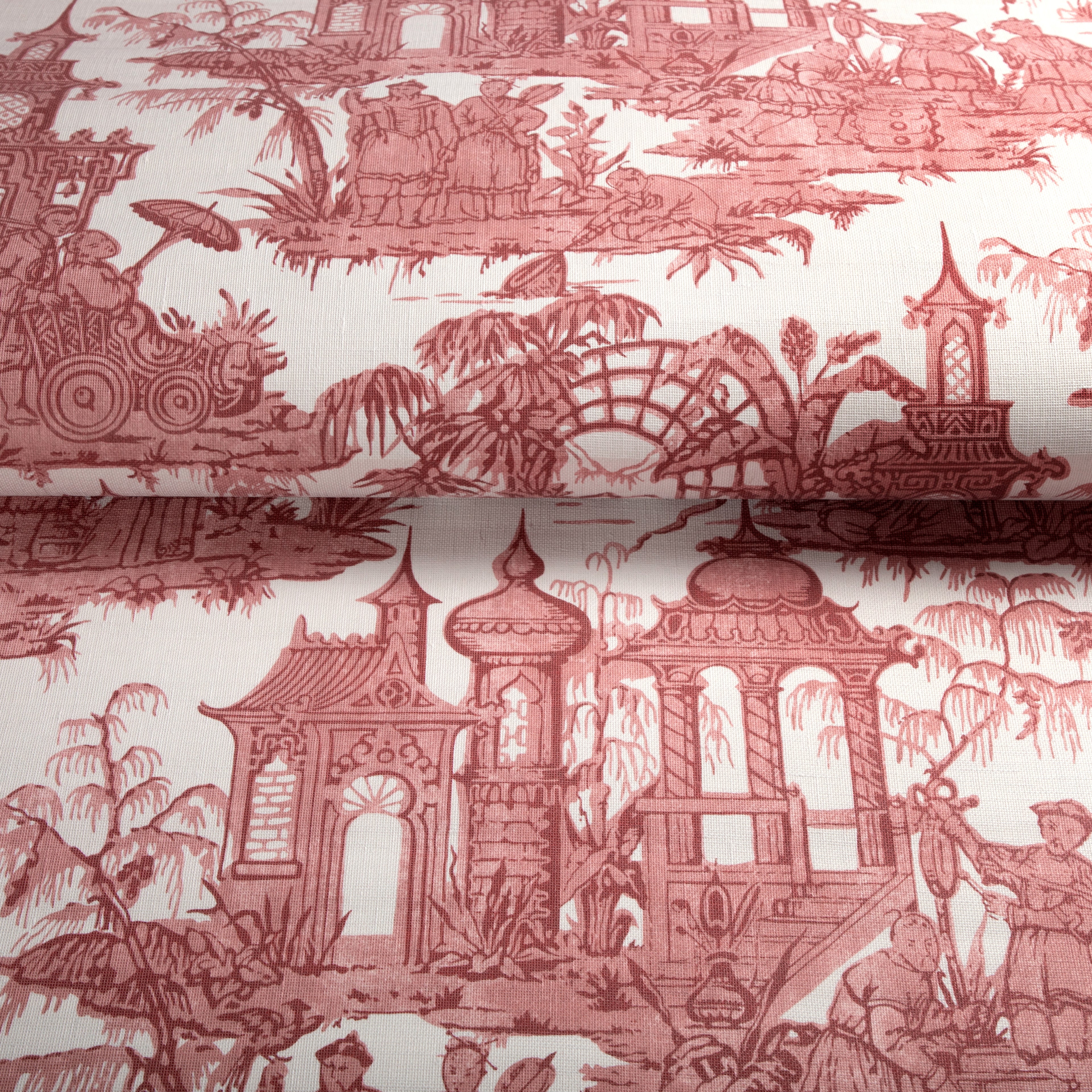 Pagoda Toile Wallpaper in Garnet color - pattern number P2020110.19.0 - by Lee Jofa in the Oscar De La Renta IV collection