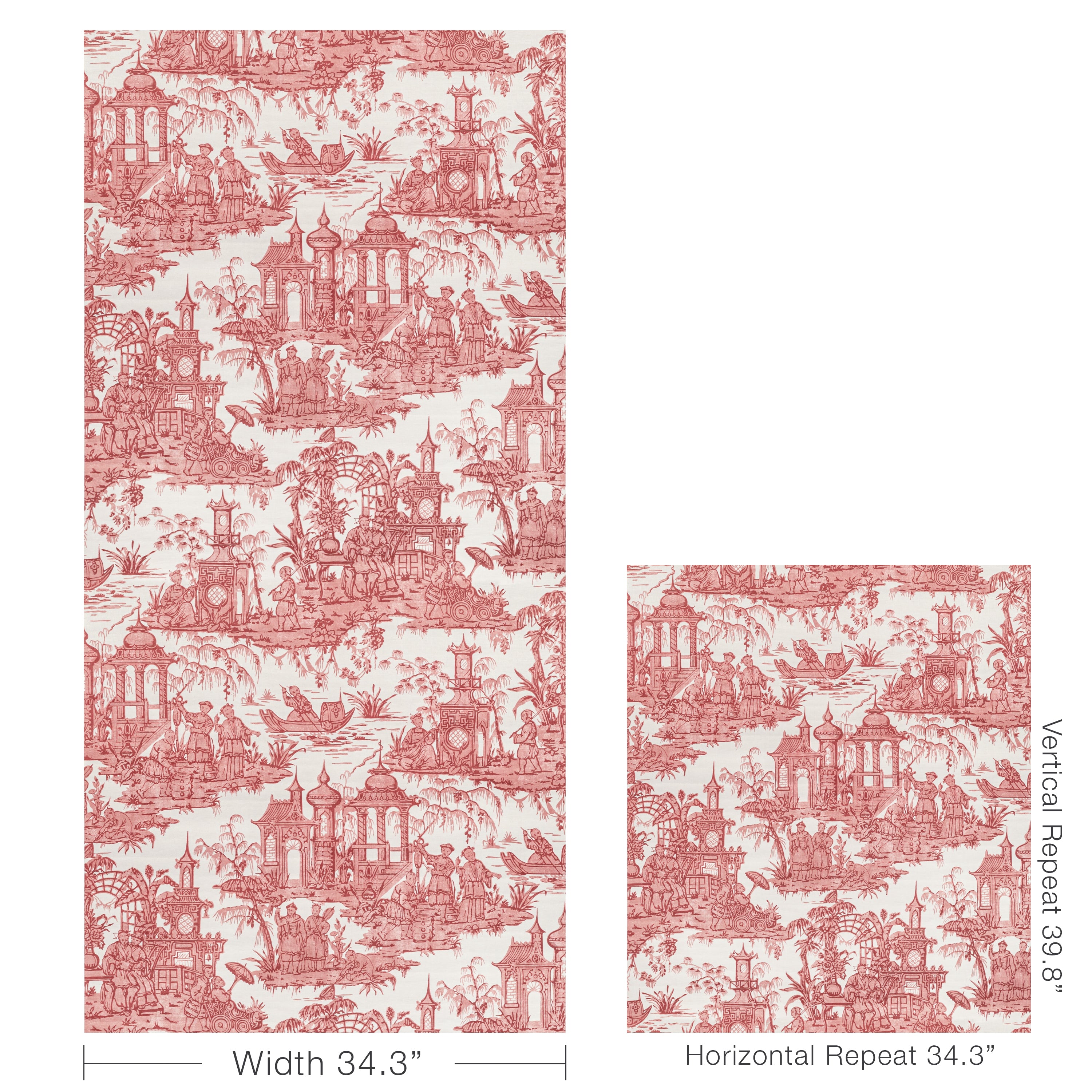 Pagoda Toile Wallpaper in Garnet color - pattern number P2020110.19.0 - by Lee Jofa in the Oscar De La Renta IV collection