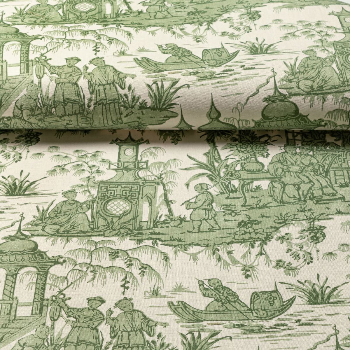 Pagoda Toile Wallpaper in Green color - pattern number P2020110.316.0 - by Lee Jofa in the Oscar De La Renta IV collection
