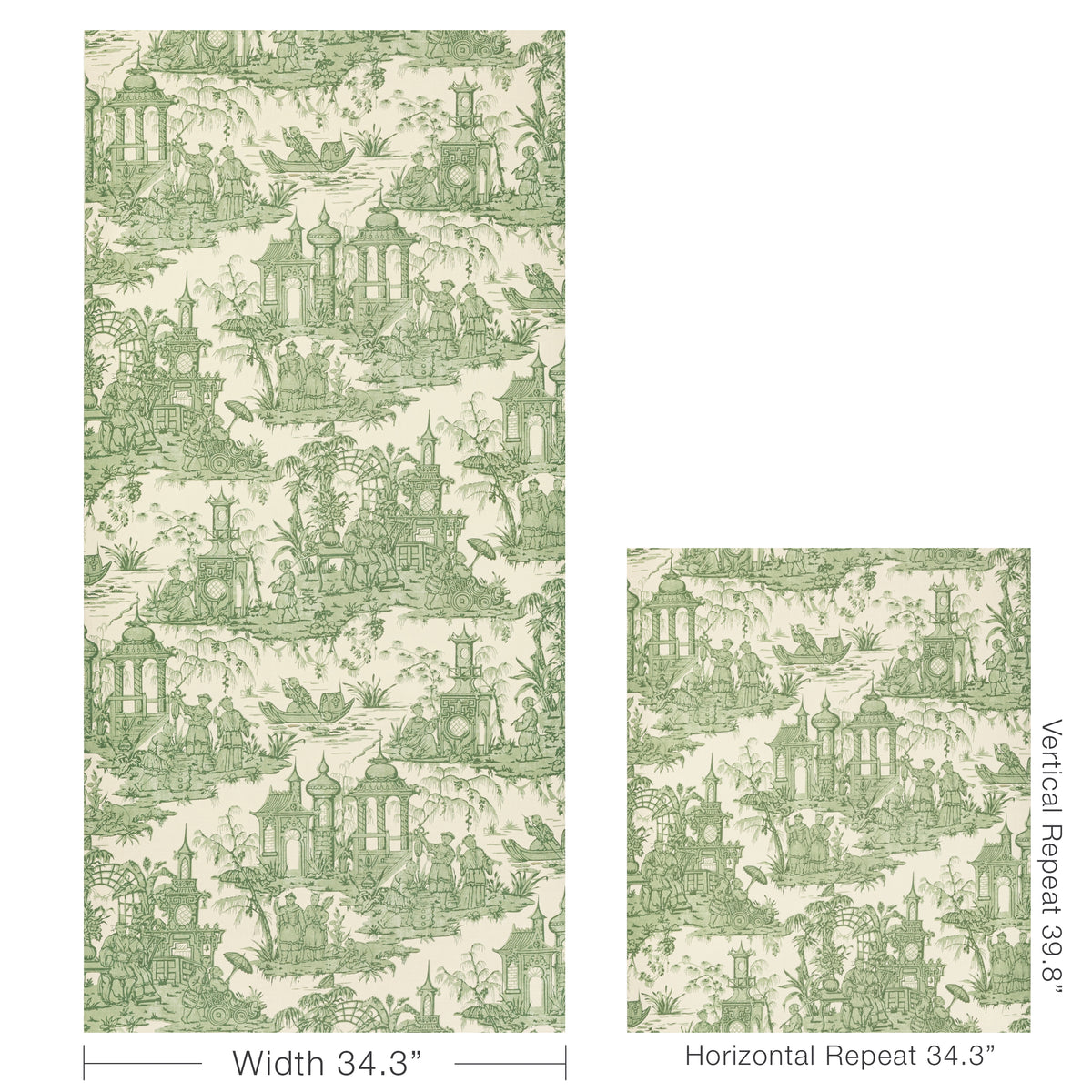 Pagoda Toile Wallpaper in Green color - pattern number P2020110.316.0 - by Lee Jofa in the Oscar De La Renta IV collection