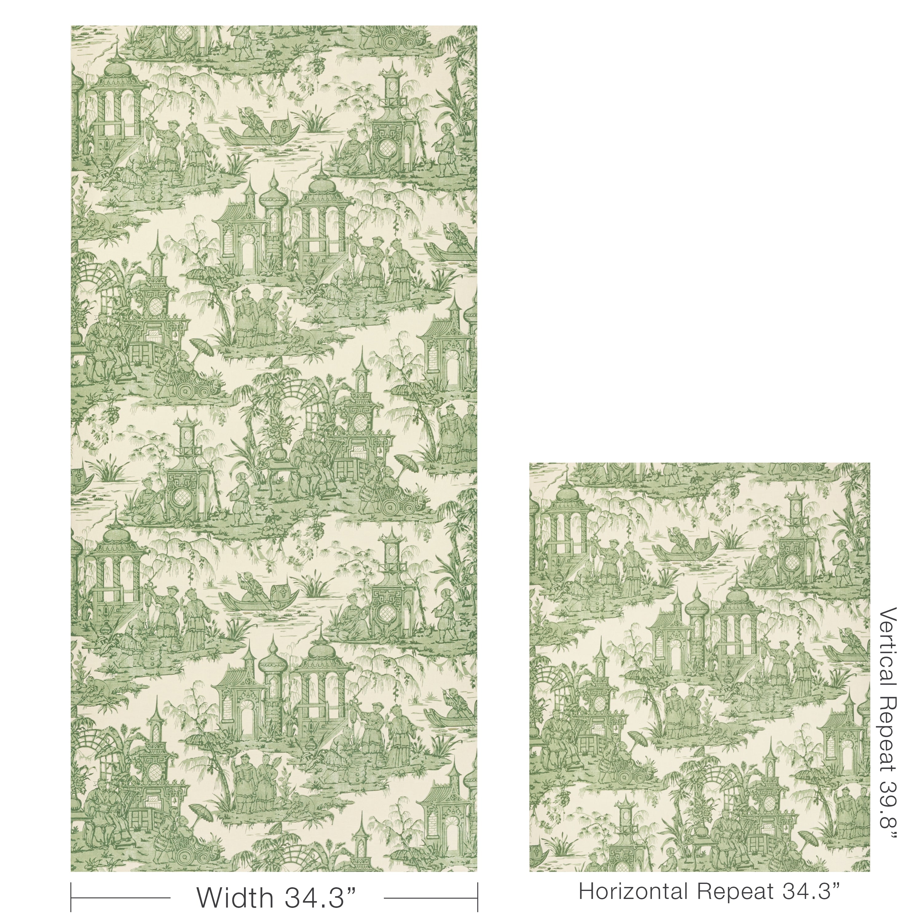 Pagoda Toile Wallpaper in Green color - pattern number P2020110.316.0 - by Lee Jofa in the Oscar De La Renta IV collection