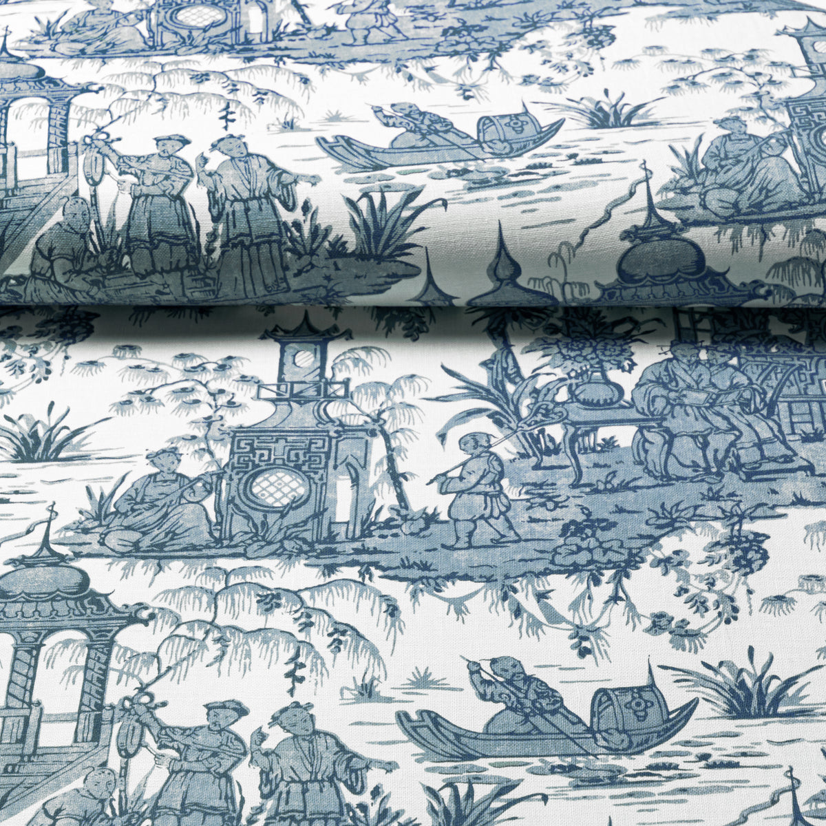 Pagoda Toile Wallpaper in Blue color - pattern number P2020110.535.0 - by Lee Jofa in the Oscar De La Renta IV collection
