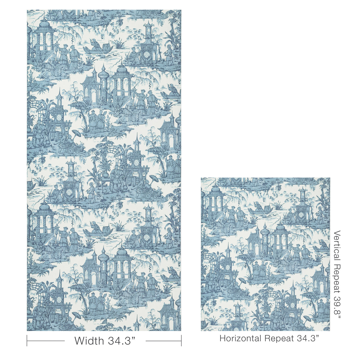 Pagoda Toile Wallpaper in Blue color - pattern number P2020110.535.0 - by Lee Jofa in the Oscar De La Renta IV collection