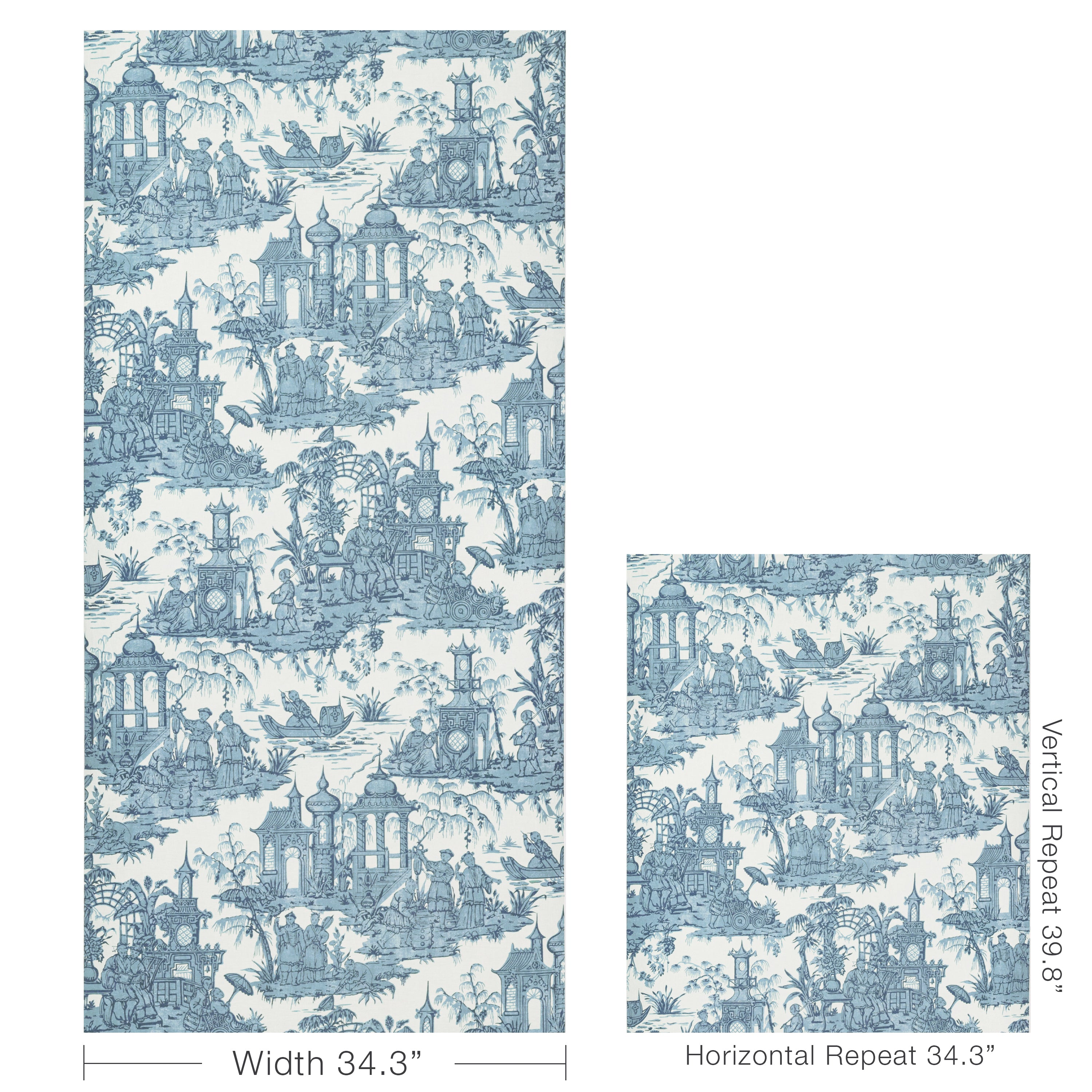 Pagoda Toile Wallpaper in Blue color - pattern number P2020110.535.0 - by Lee Jofa in the Oscar De La Renta IV collection