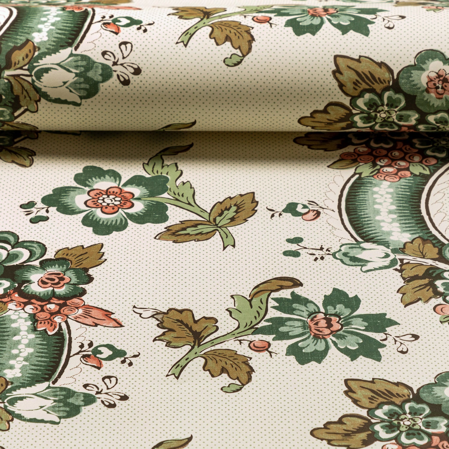 Benday Wallpaper in Green/Rose color - pattern number P2020111.317.0 - by Lee Jofa in the Oscar De La Renta IV collection