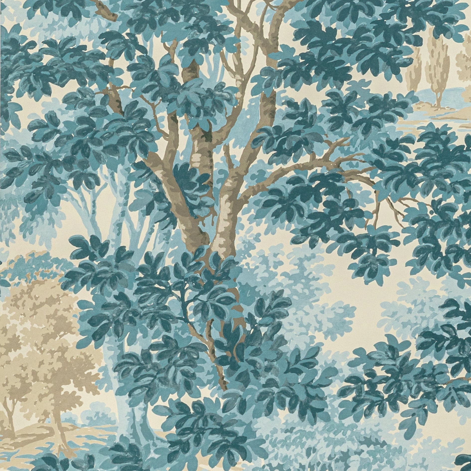 Woodland Wallpaper in Aqua color - pattern number P2022104.13.0 - by Lee Jofa in the Bunny Williams Arcadia collection