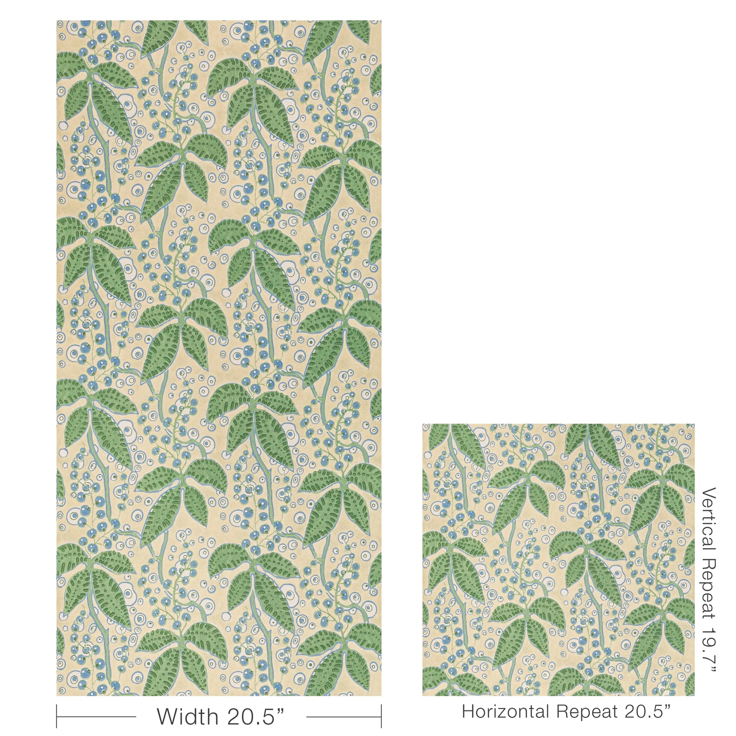 Putnam Wallpaper in Leaf/Blue color - pattern number P2022105.315.0 - by Lee Jofa in the Bunny Williams Arcadia collection