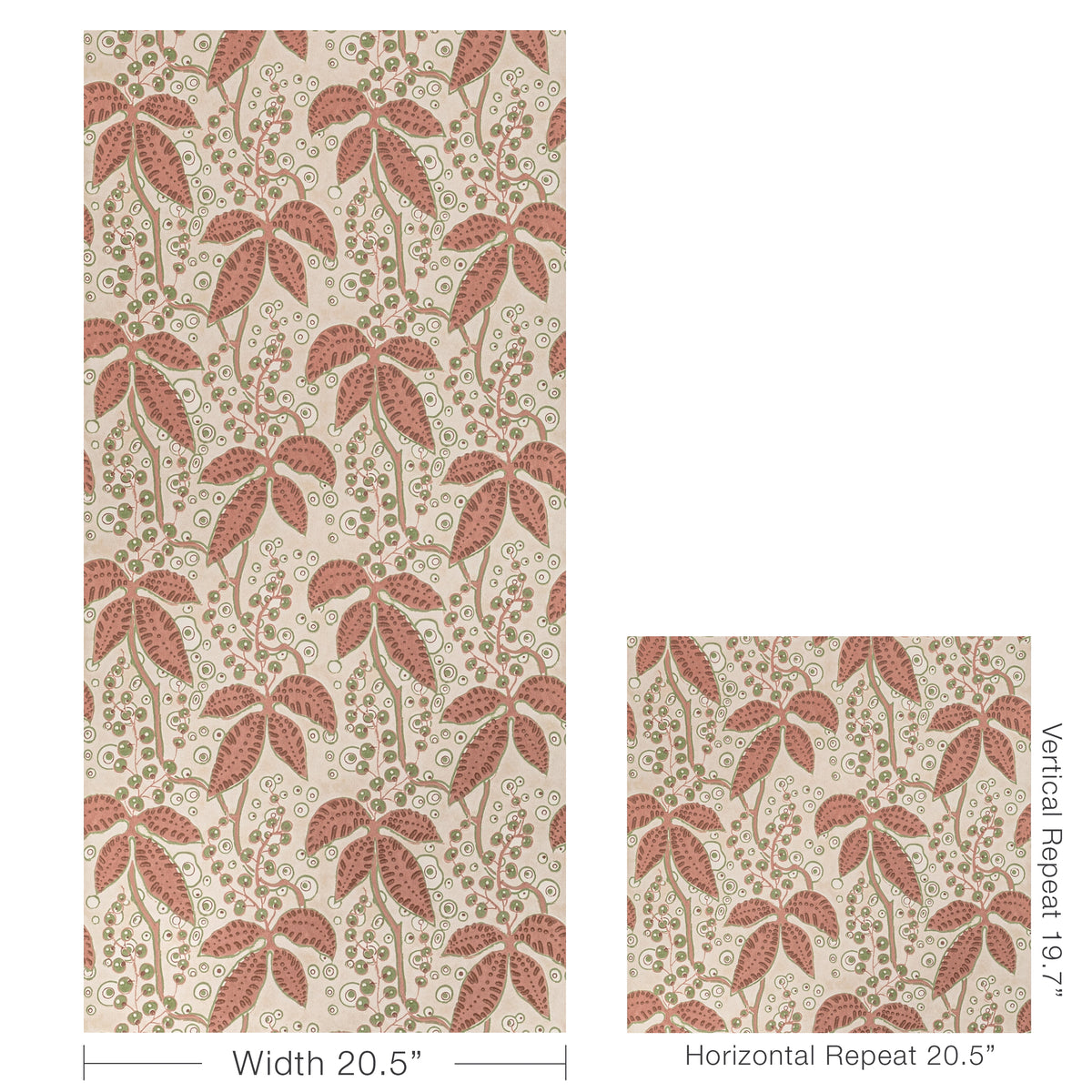 Putnam Wallpaper in Brick/Green color - pattern number P2022105.324.0 - by Lee Jofa in the Bunny Williams Arcadia collection