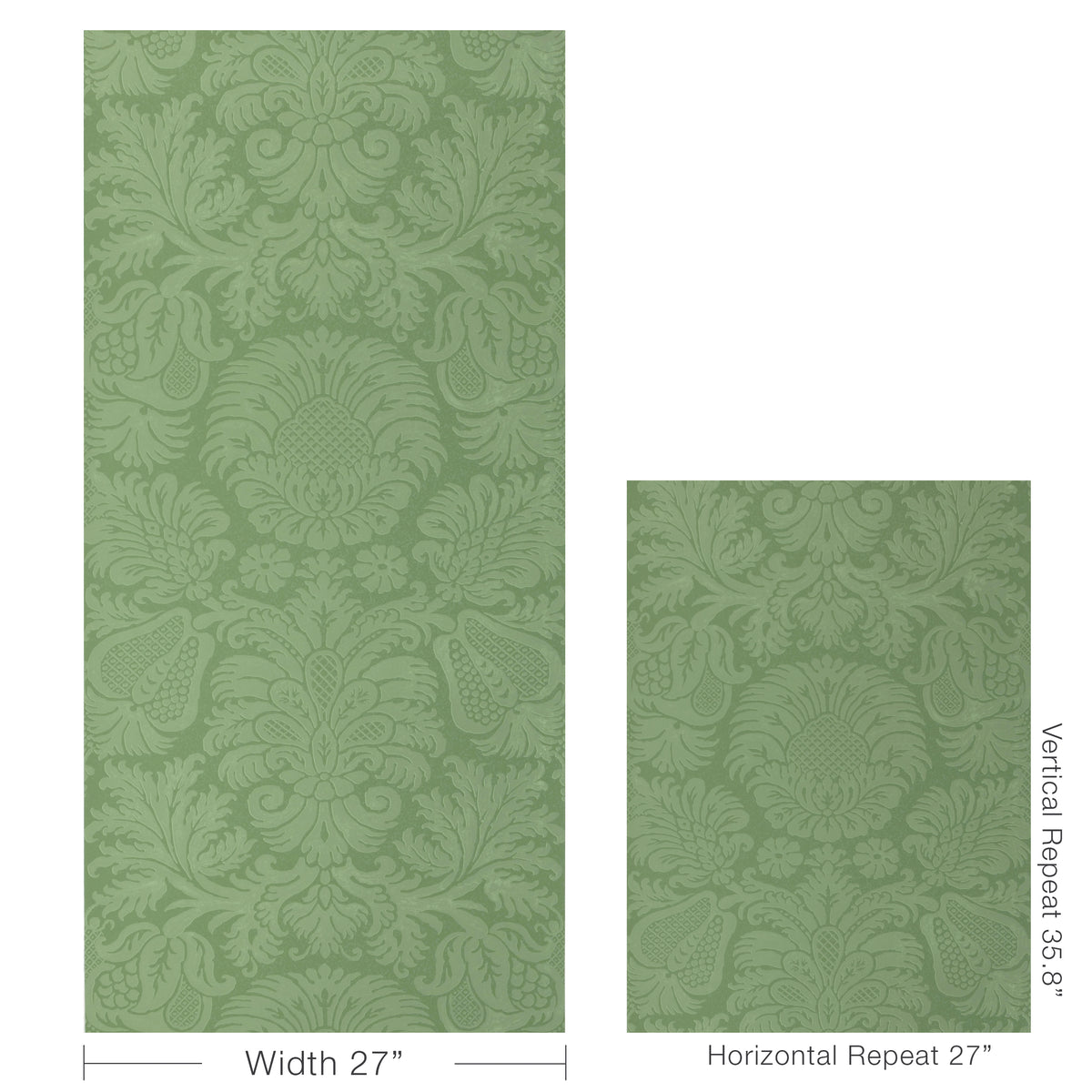 Hancock Wallpaper in Green color - pattern number P2022107.3.0 - by Lee Jofa in the Bunny Williams Arcadia collection