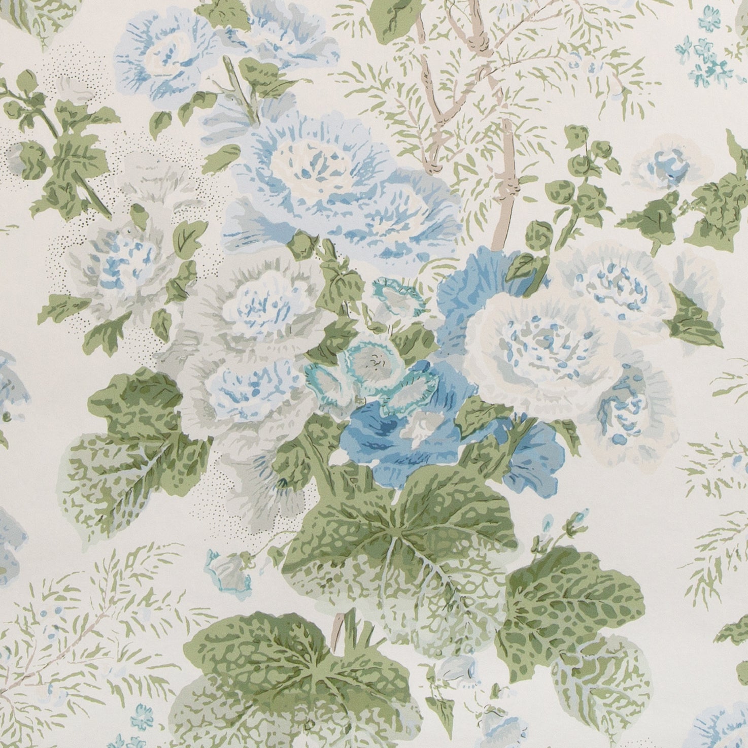 Grand Althea Wallpaper in Blue/Leaf color - pattern number P2023115.153.0 - by Lee Jofa in the Lee Jofa 200 collection