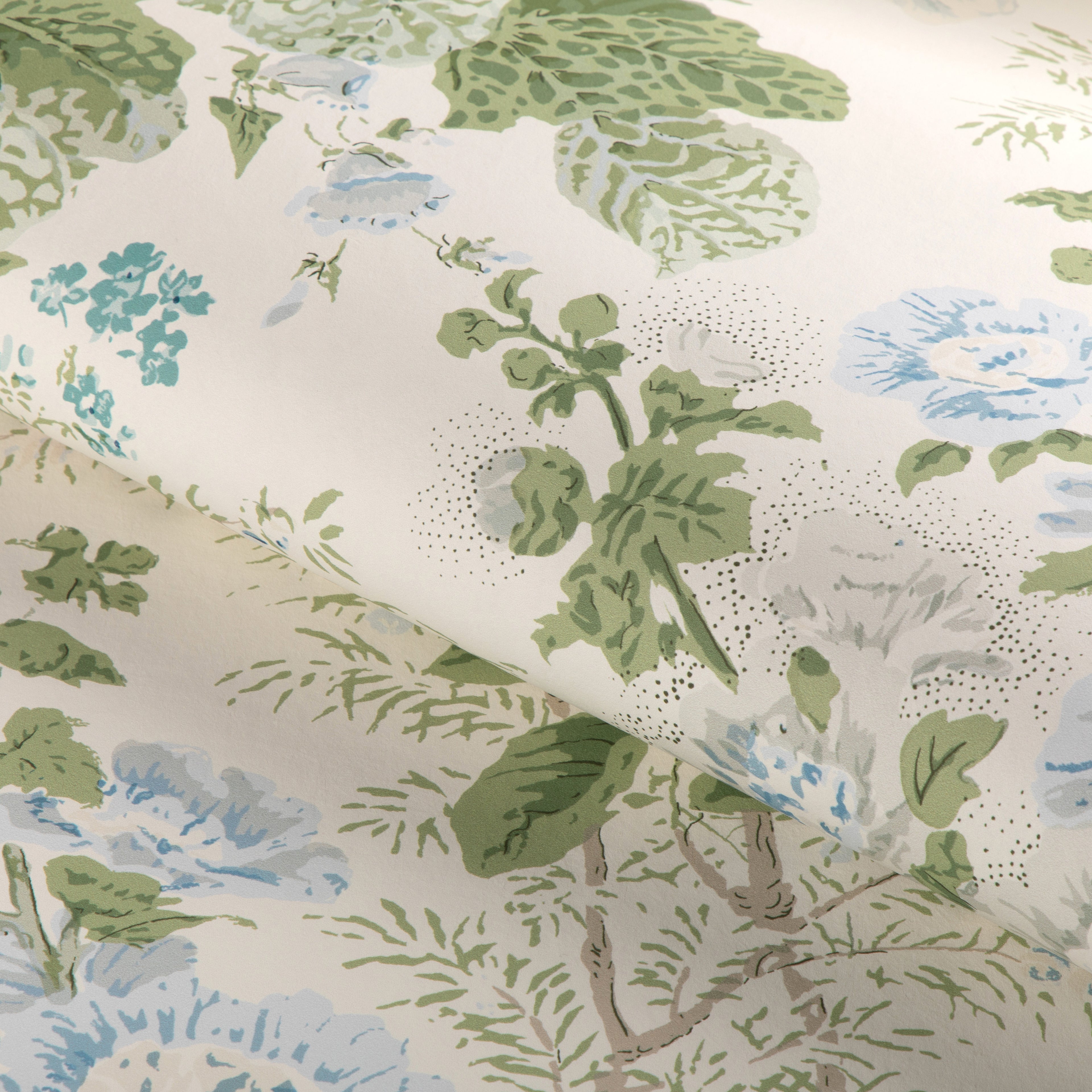 Grand Althea Wallpaper in Blue/Leaf color - pattern number P2023115.153.0 - by Lee Jofa in the Lee Jofa 200 collection