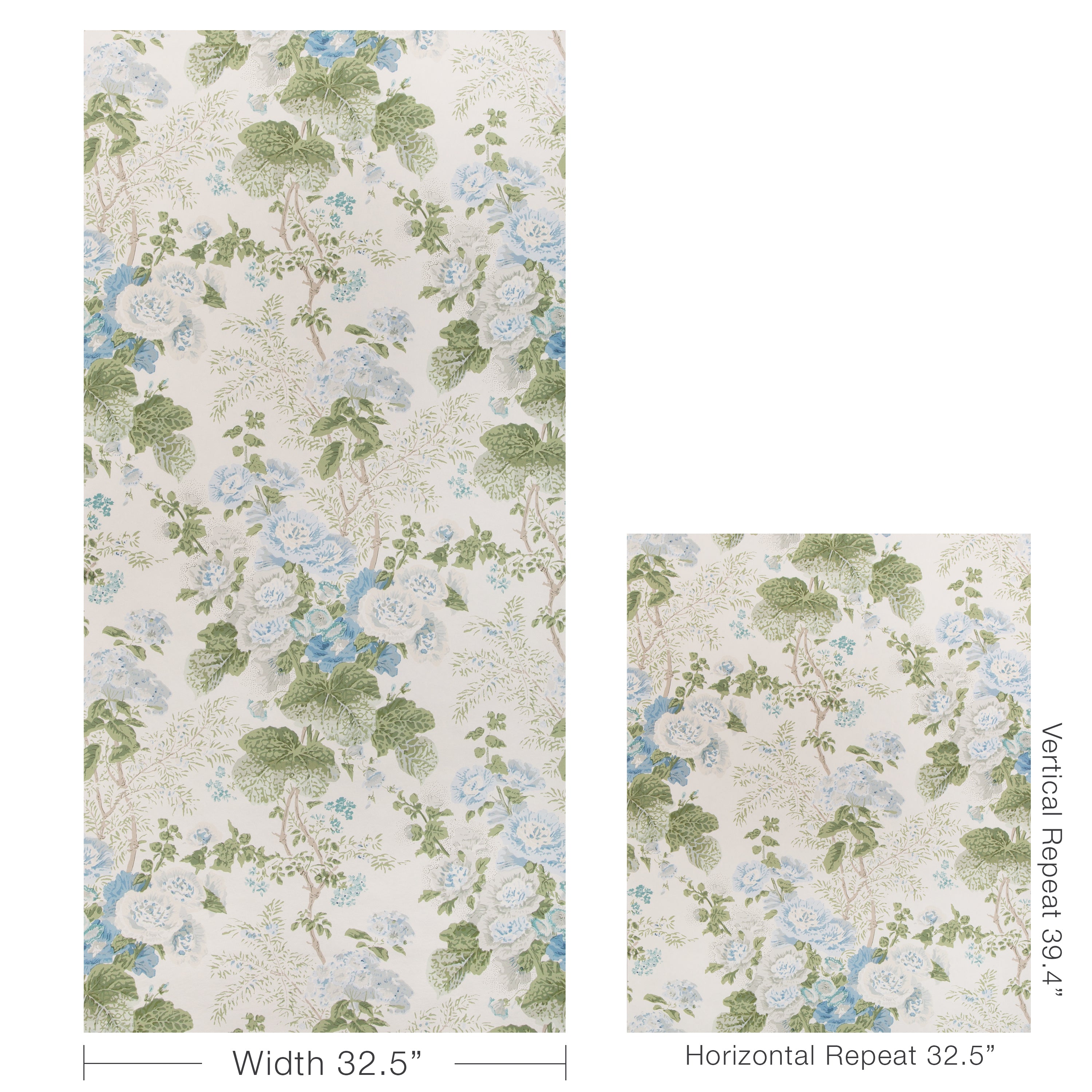 Grand Althea Wallpaper in Blue/Leaf color - pattern number P2023115.153.0 - by Lee Jofa in the Lee Jofa 200 collection