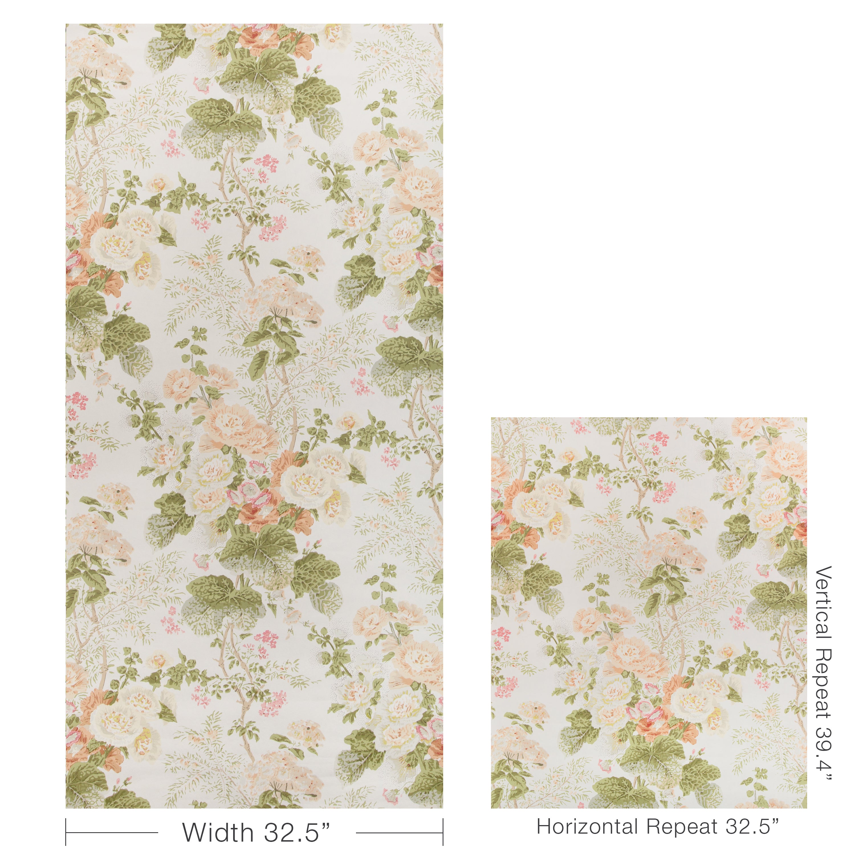 Grand Althea Wallpaper in Apricot/Moss color - pattern number P2023115.312.0 - by Lee Jofa in the Lee Jofa 200 collection