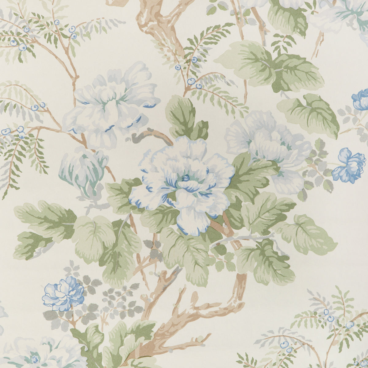 Chinese Peony Wallpaper in Blue color - pattern number P2023118.153.0 - by Lee Jofa in the Lee Jofa 200 collection