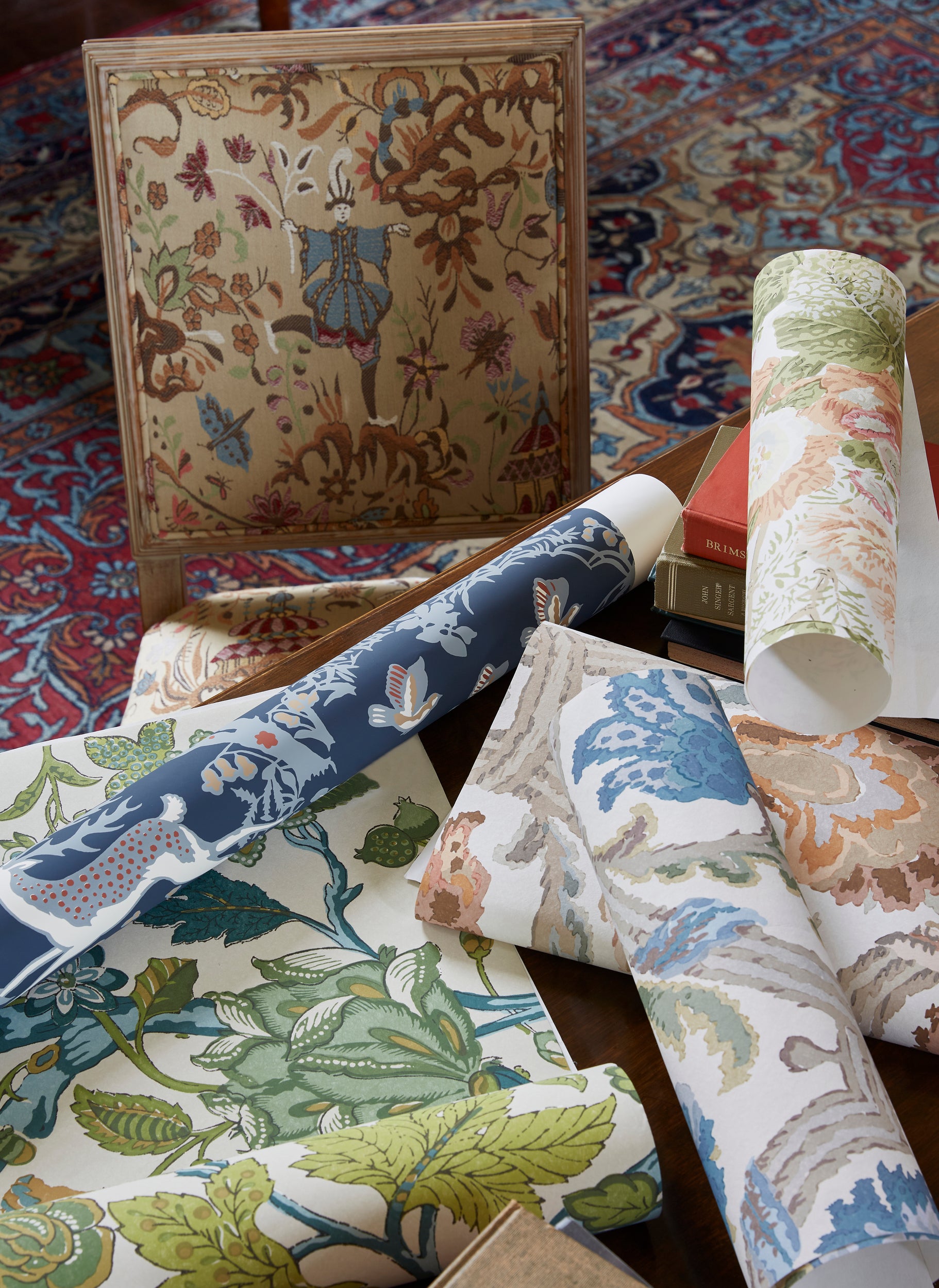 Chinese Peony Wallpaper in Blue color - pattern number P2023118.153.0 - by Lee Jofa in the Lee Jofa 200 collection