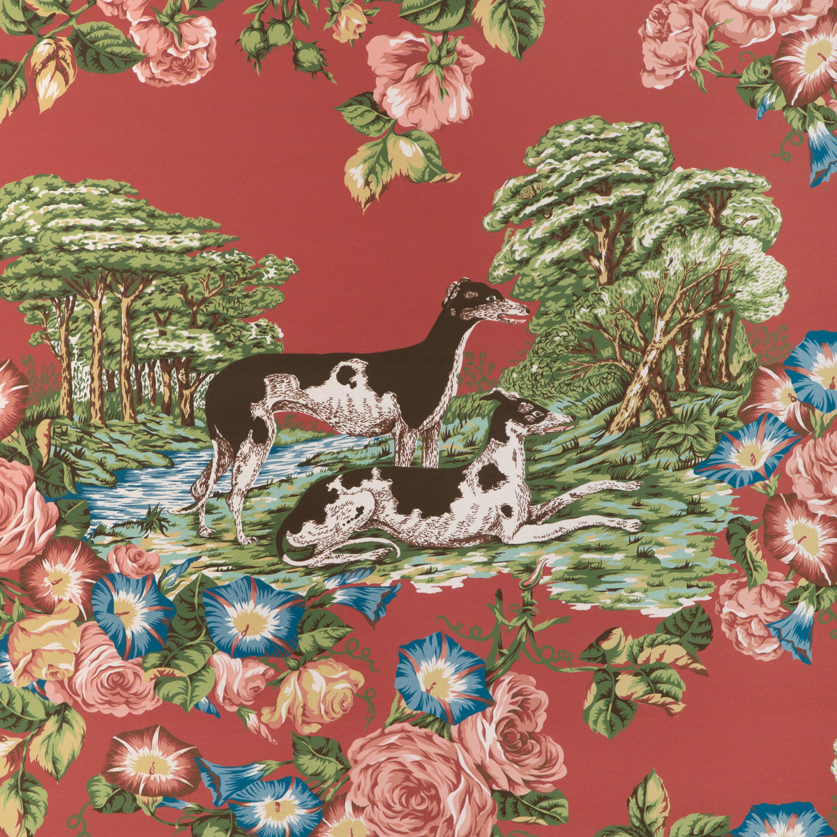 Whippets Wallpaper in Red color - pattern number P2023120.19.0 - by Lee Jofa in the Lee Jofa 200 collection
