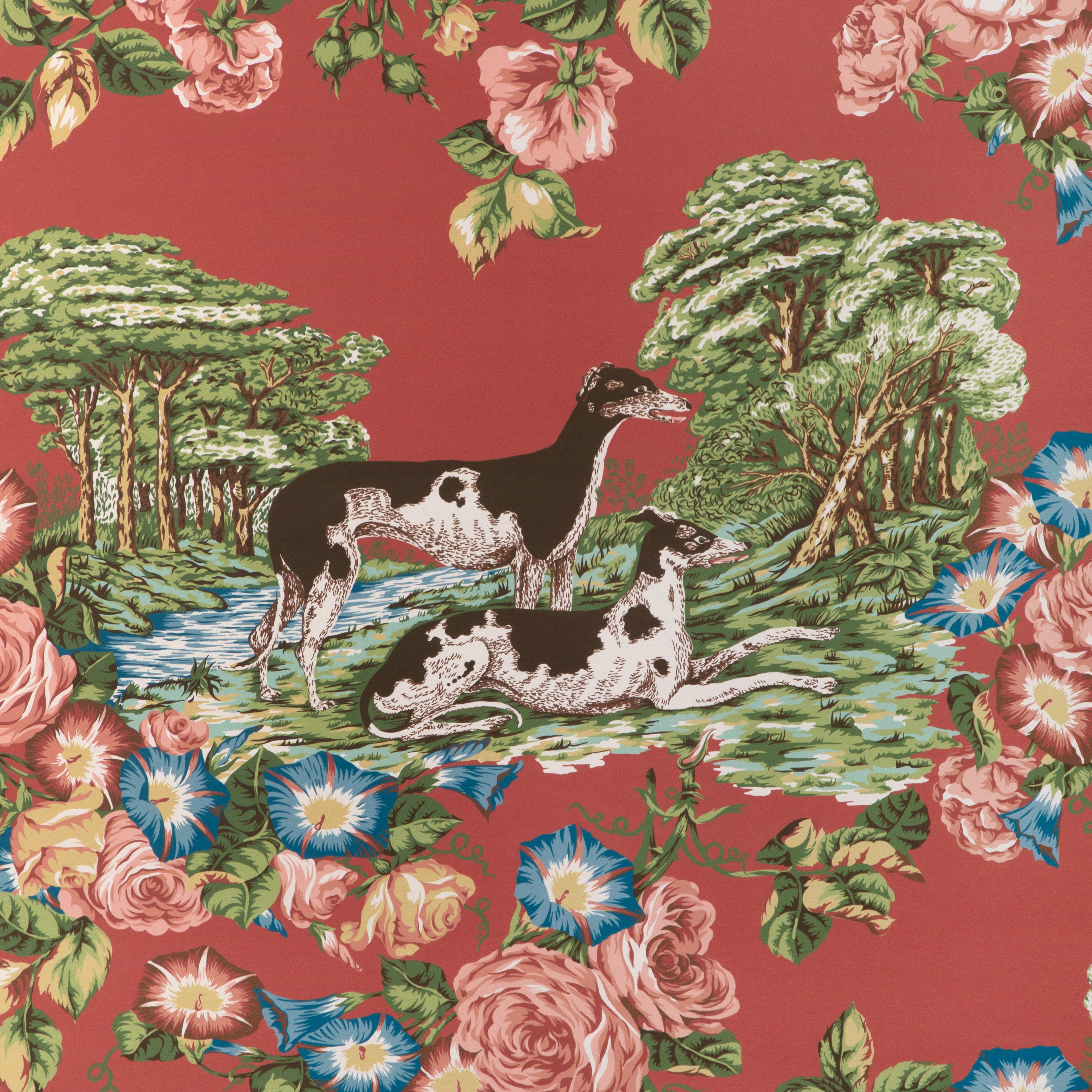 Whippets Wallpaper in Red color - pattern number P2023120.19.0 - by Lee Jofa in the Lee Jofa 200 collection