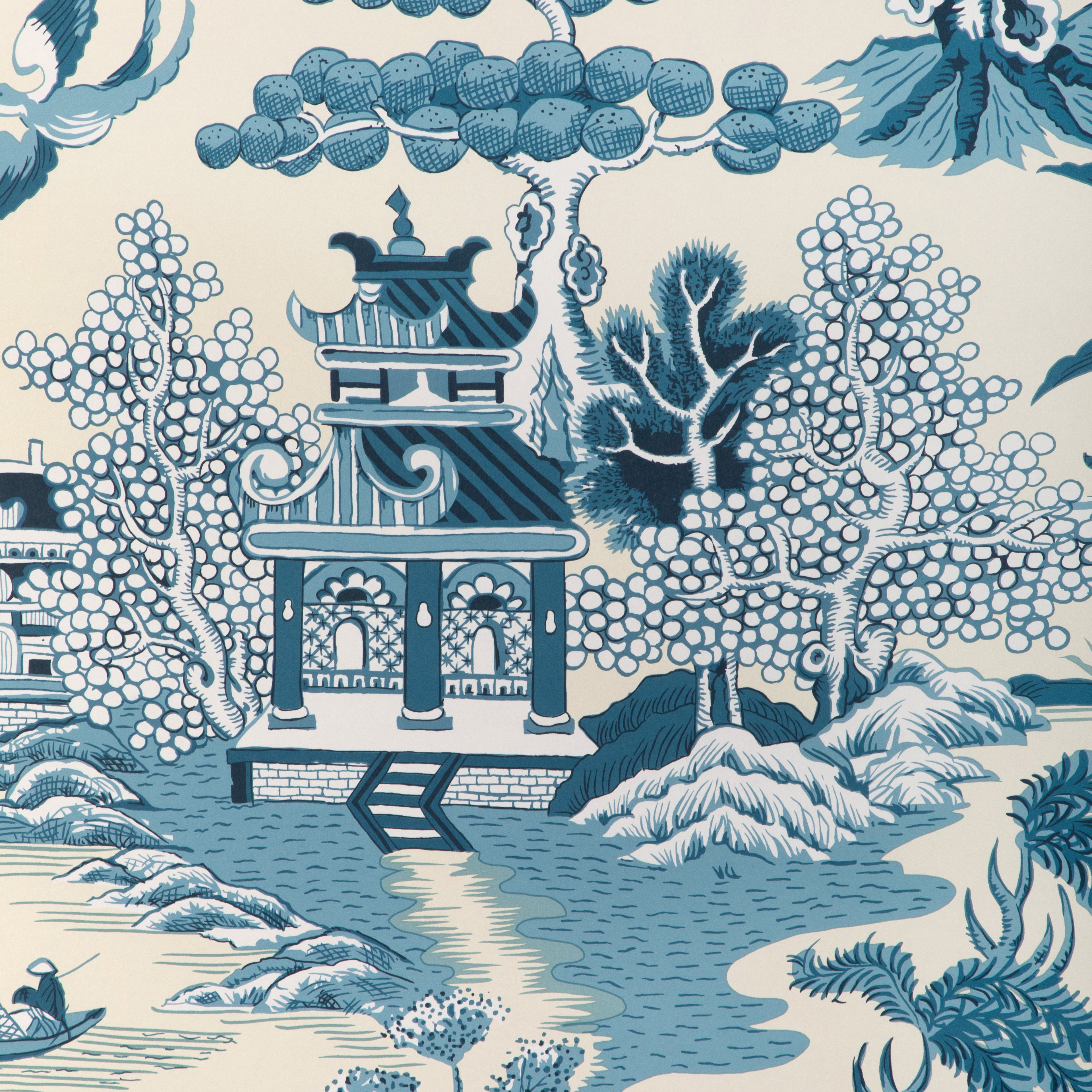 Willow Lake Wallpaper in Teal color - pattern number P2023123.1613.0 - by Lee Jofa in the Lee Jofa 200 collection