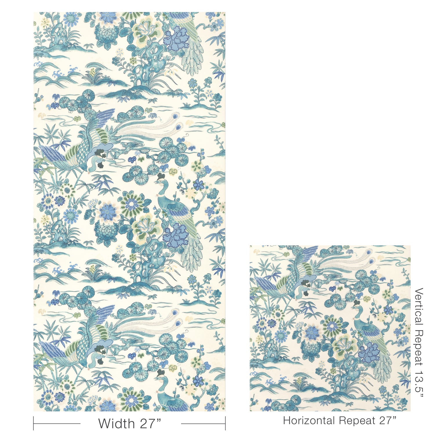 Sakura Paper Wallpaper in teal color - pattern number P2023124.353.0 - by Lee Jofa in the Garden Walk collection