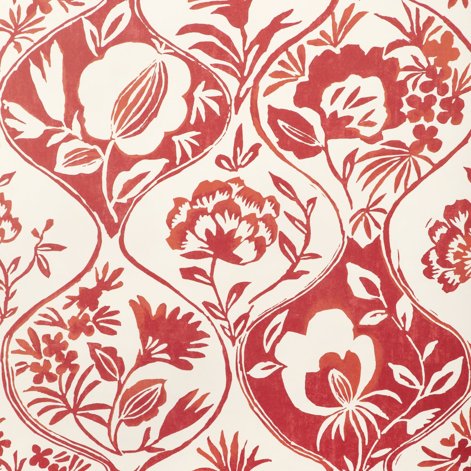 Calathea Paper Wallpaper in red color - pattern number P2023126.19.0 - by Lee Jofa in the Garden Walk collection